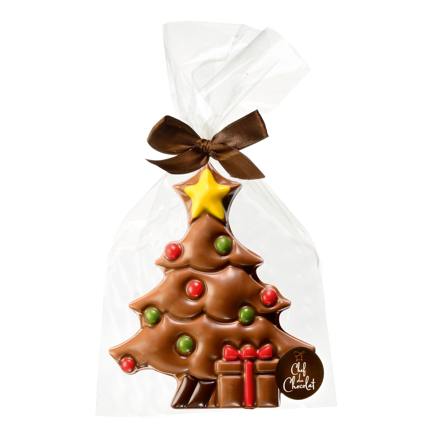Decorated milk chocolate Christmas tree in cello bag 8x150g