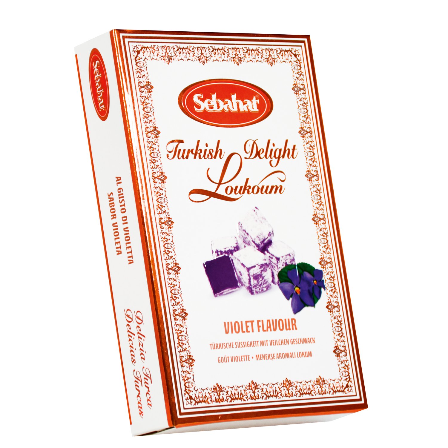 Violet flavour Turkish delight in gift box 12x200g