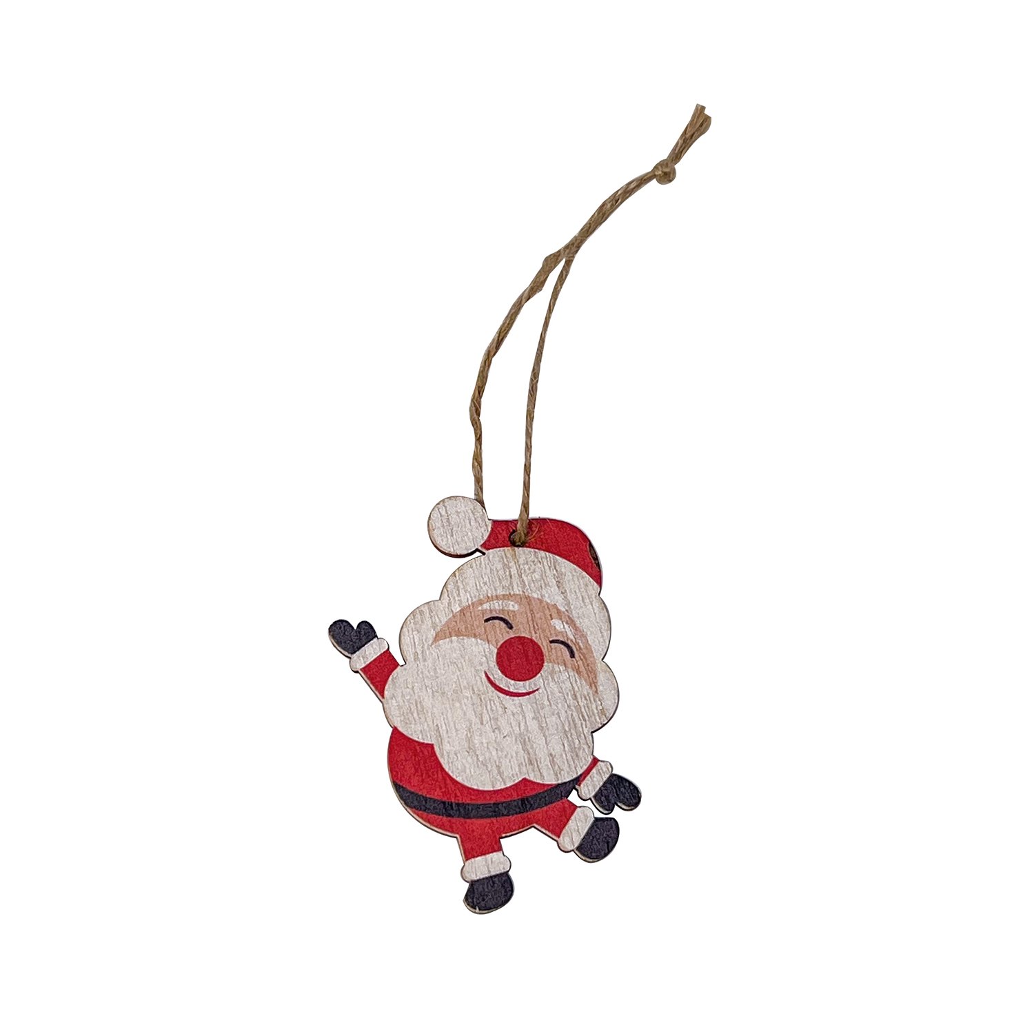 Wooden Santa face hanger with rope loop 6 x 7cm x 24pcs