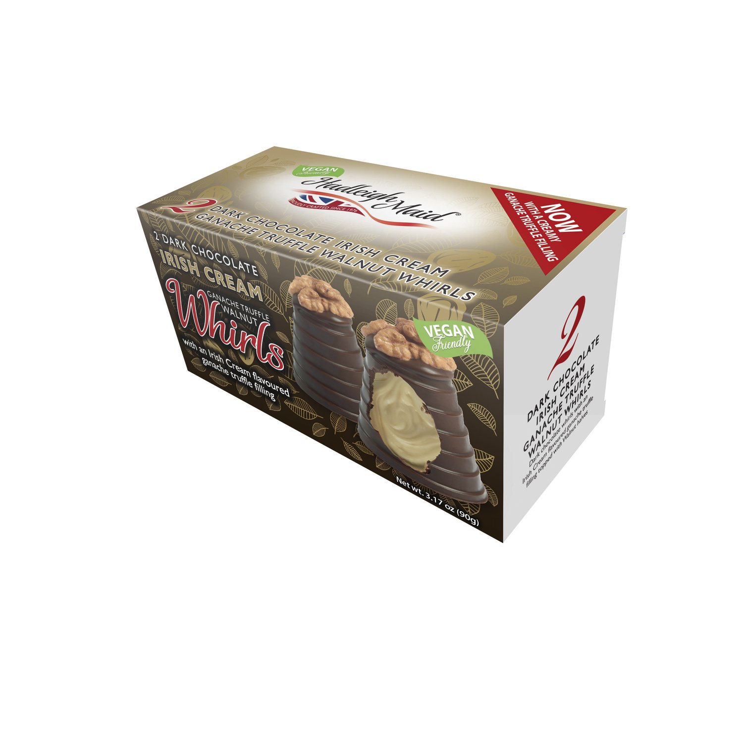 Vegan friendly dark choc Irish cream ganache walnut whirls twin pack - 12x90g