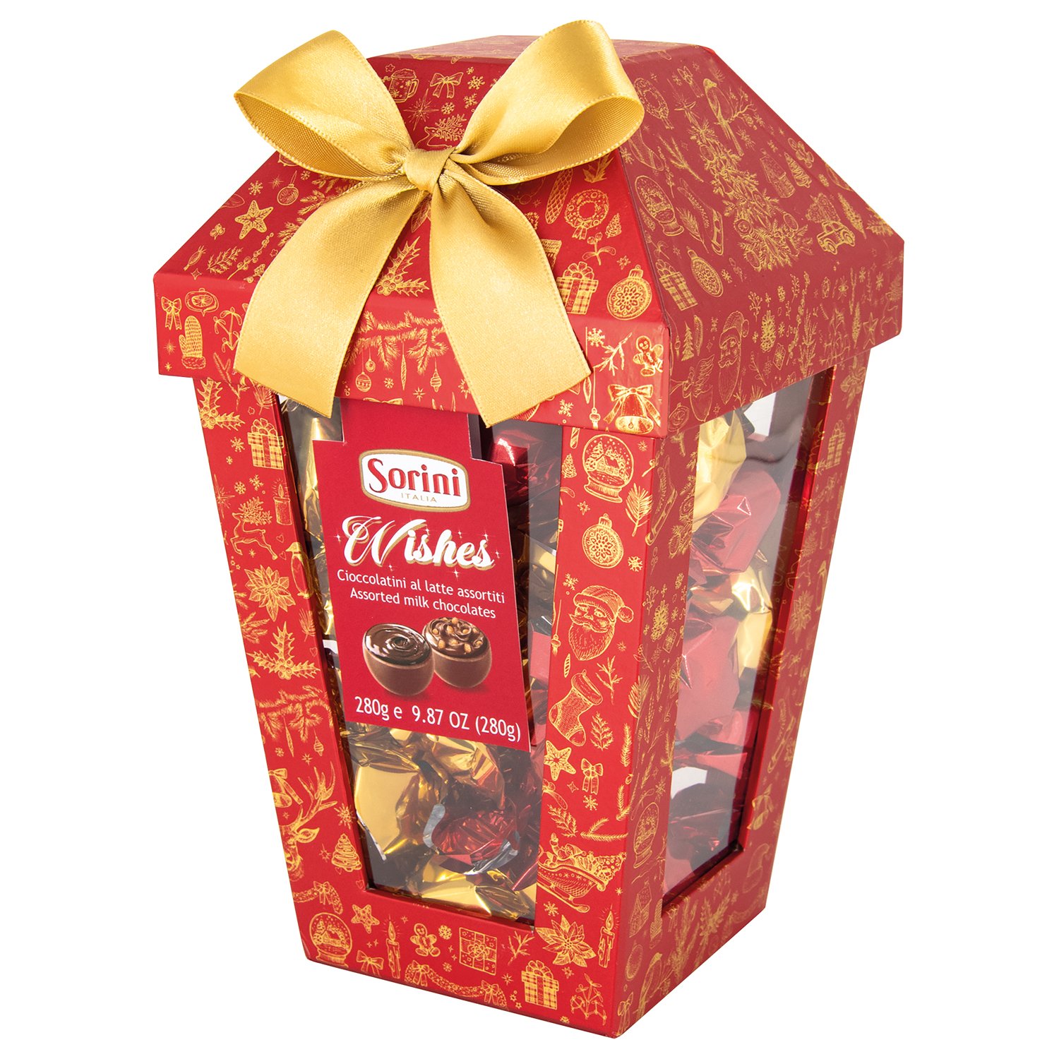 Christmas Lantern with assorted milk chocolate spheres 6x280g