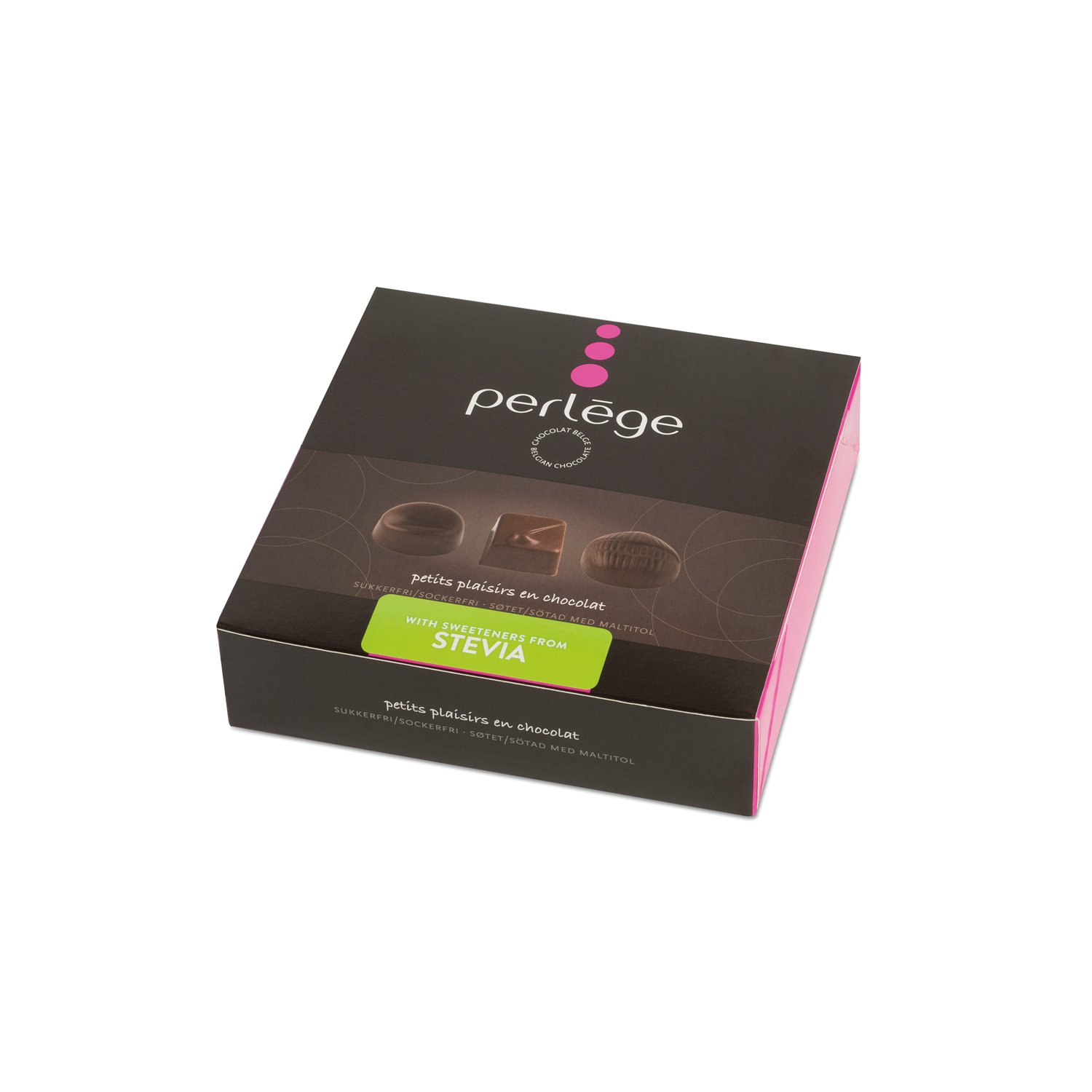 Perl�ge box of Belgian chocolates sweetened with Stevia 6x125g
