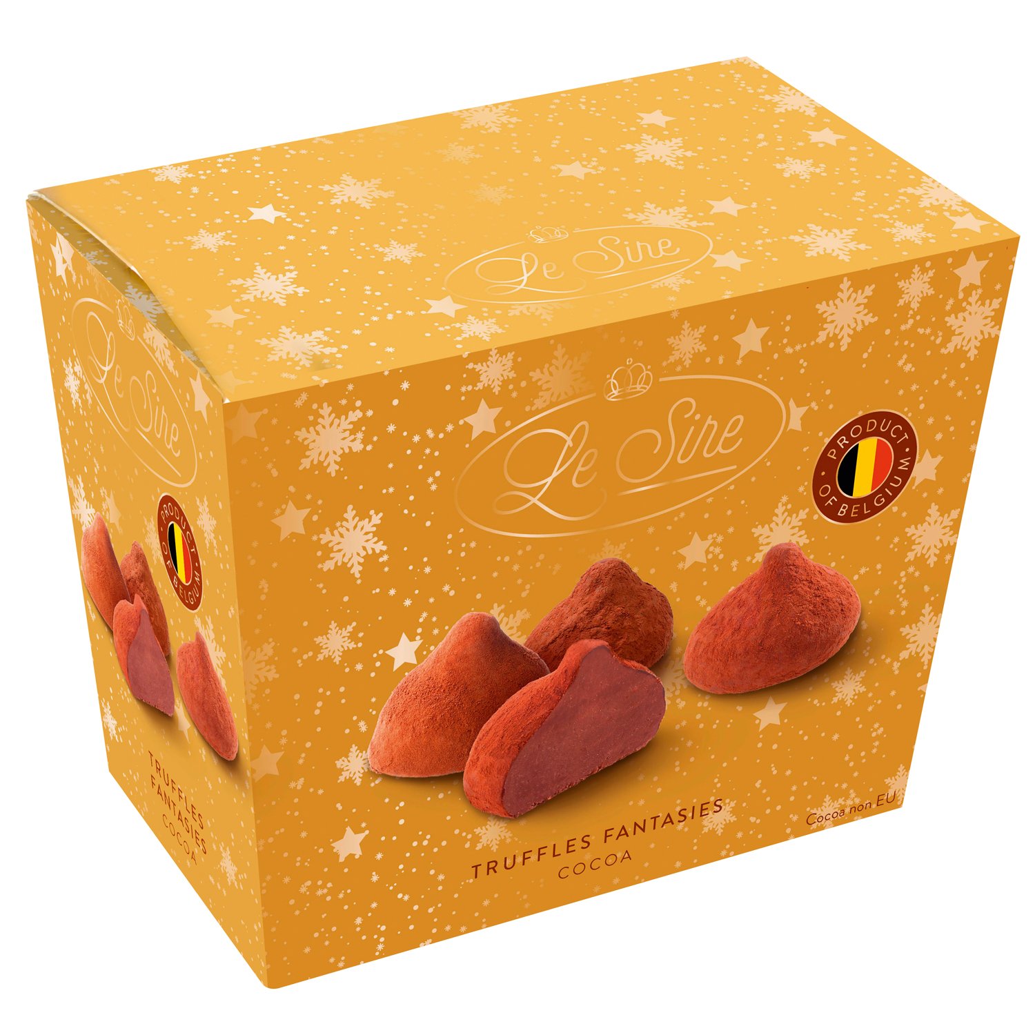 Rich cocoa dusted truffles in gold carton 12x150g