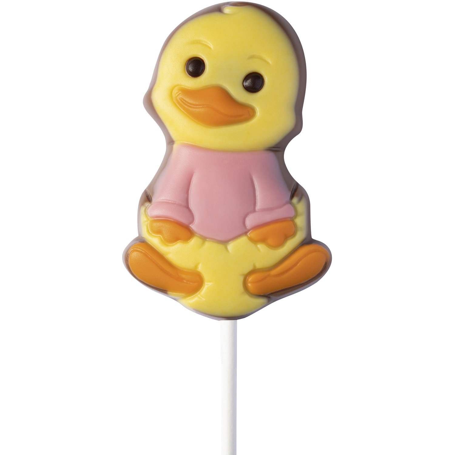 Decorated milk choc duckling lollies in display stand - 2 colours - 164mm - 18x35g