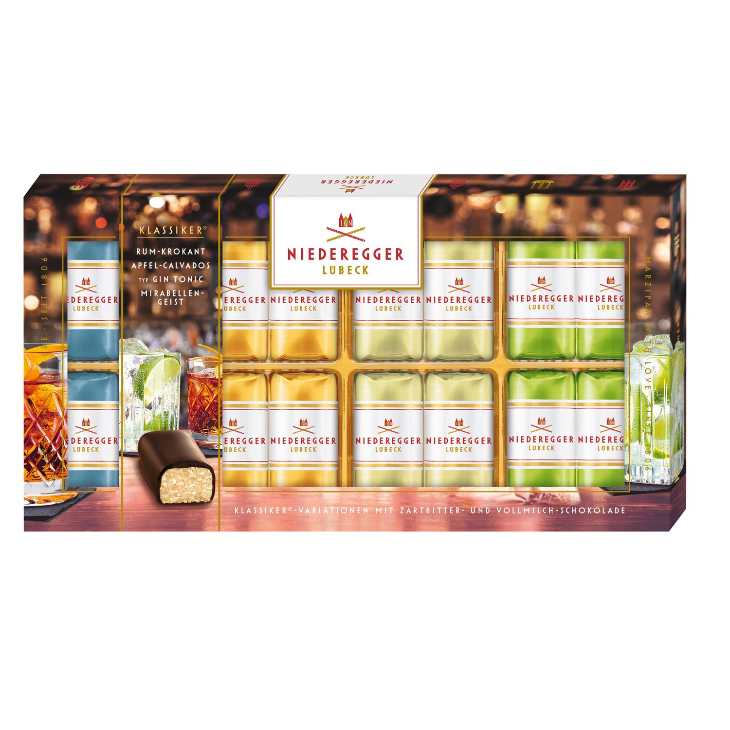 Liqueur assortment of marzipan mini loaves in gift box - asstd 10x200g