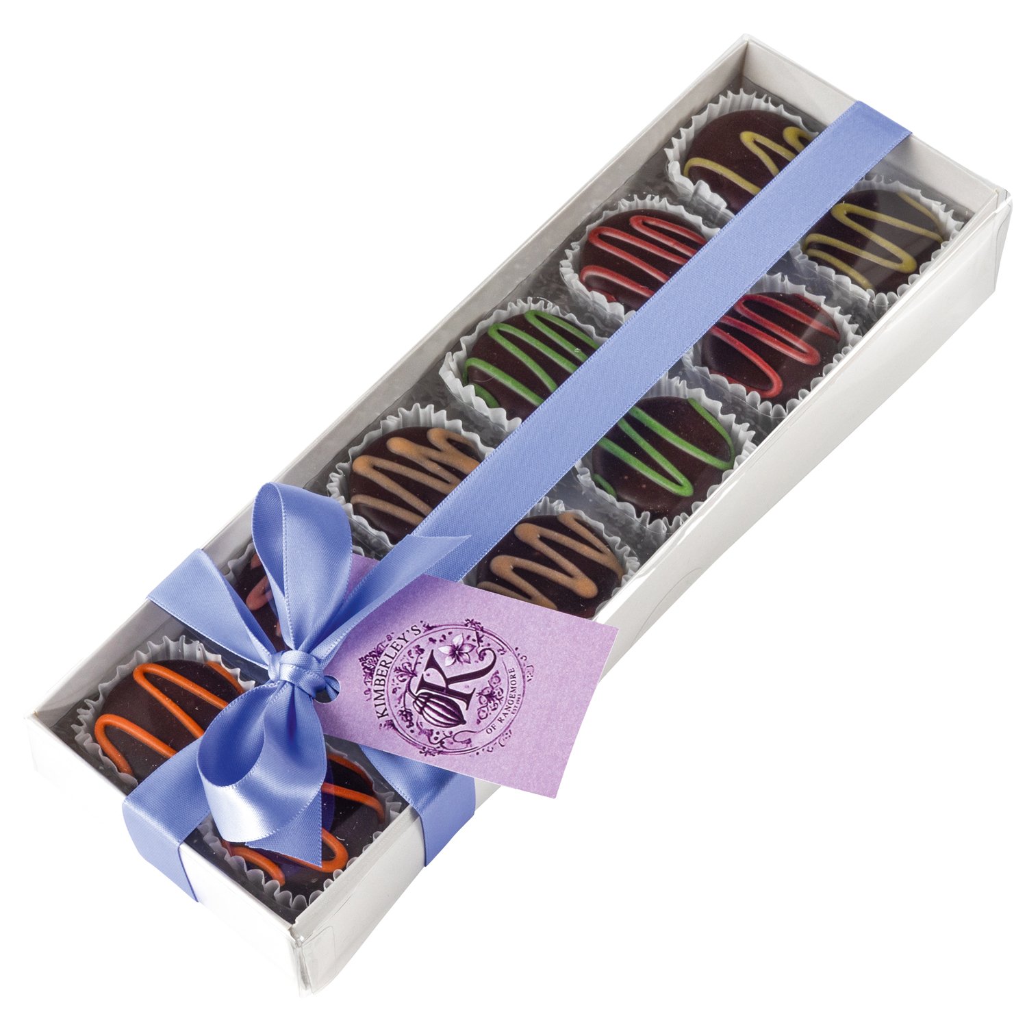 12 English Vegan Friendly chocs in dove grey gift box with menu 8x185g