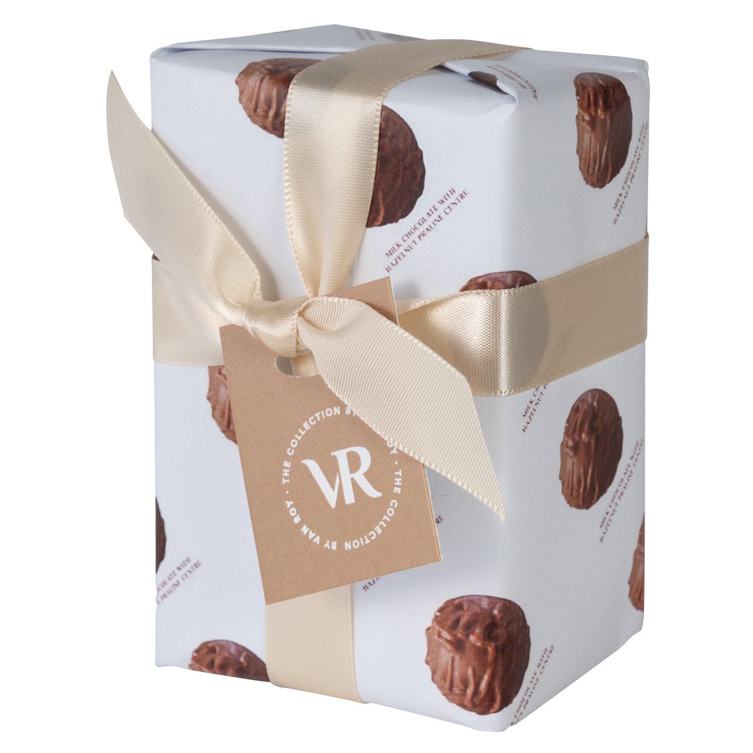 Mini gift wrapped ballotin of milk hazelnut truffles 10x75g
