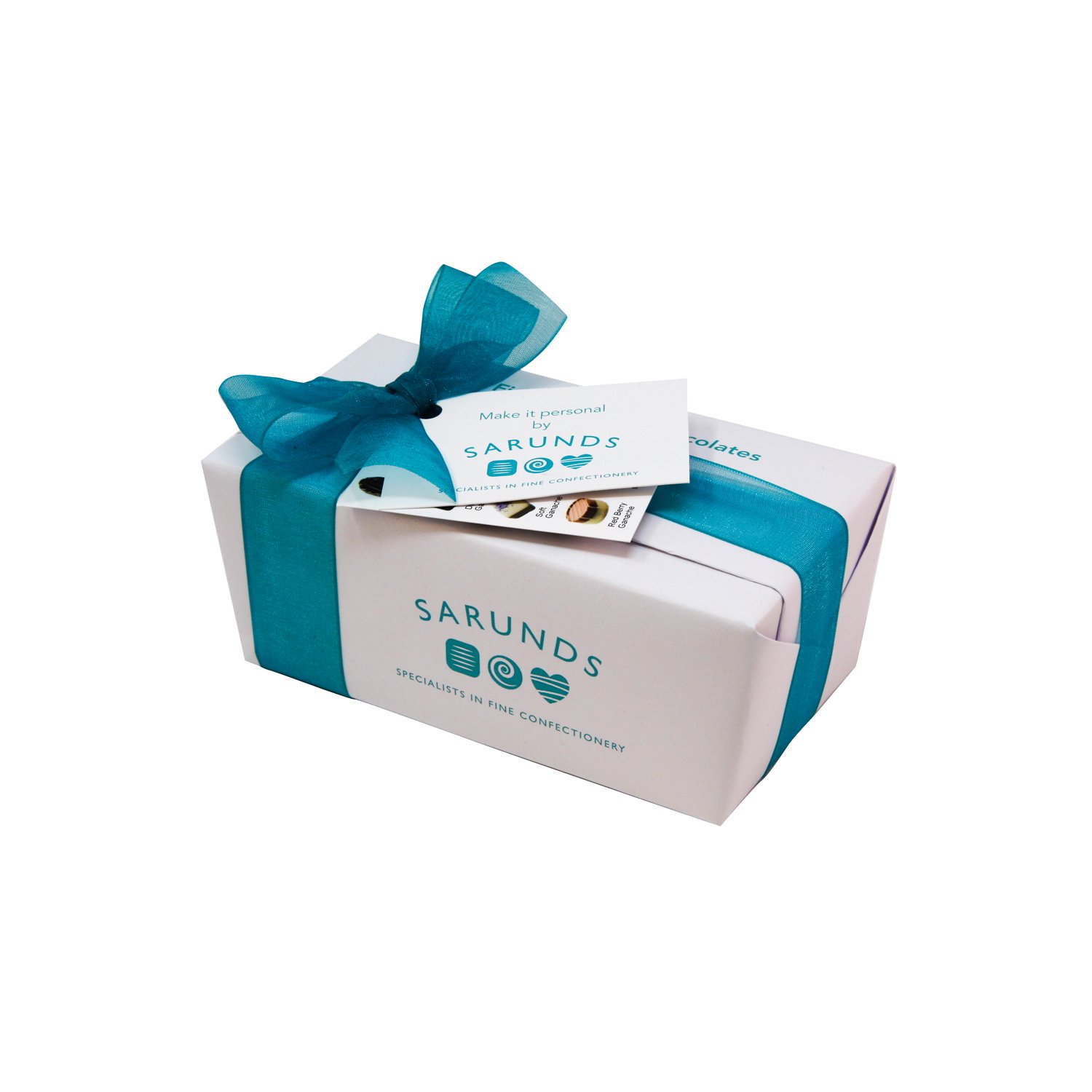 Personalised wrapped ballotin of assorted Belgian chocolates 8x210g