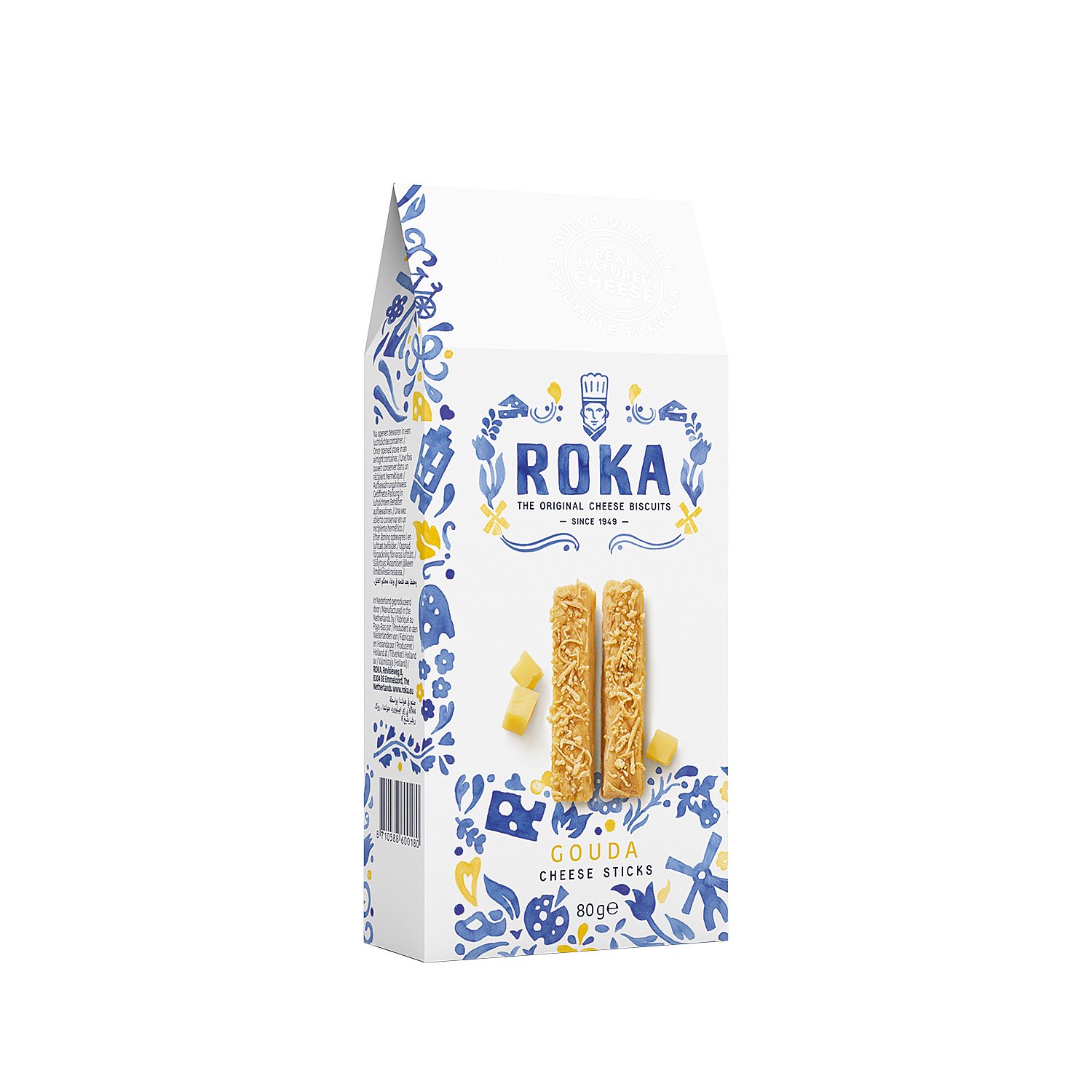 Roka Gouda cheese sticks in Delft Blue design carton - VAT FREE 12x80g