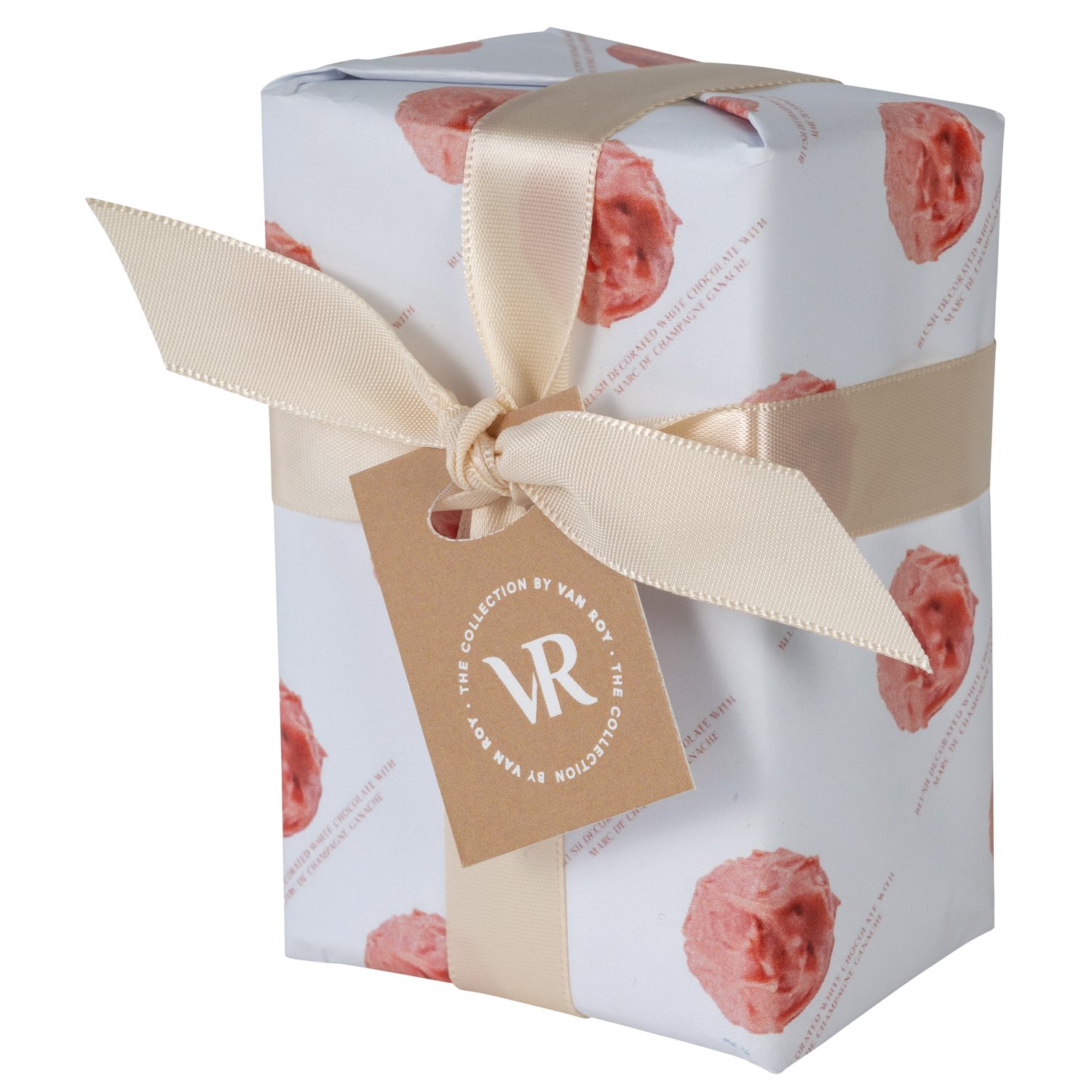 Mini gift wrapped ballotin of pink Champagne truffles 10x75g