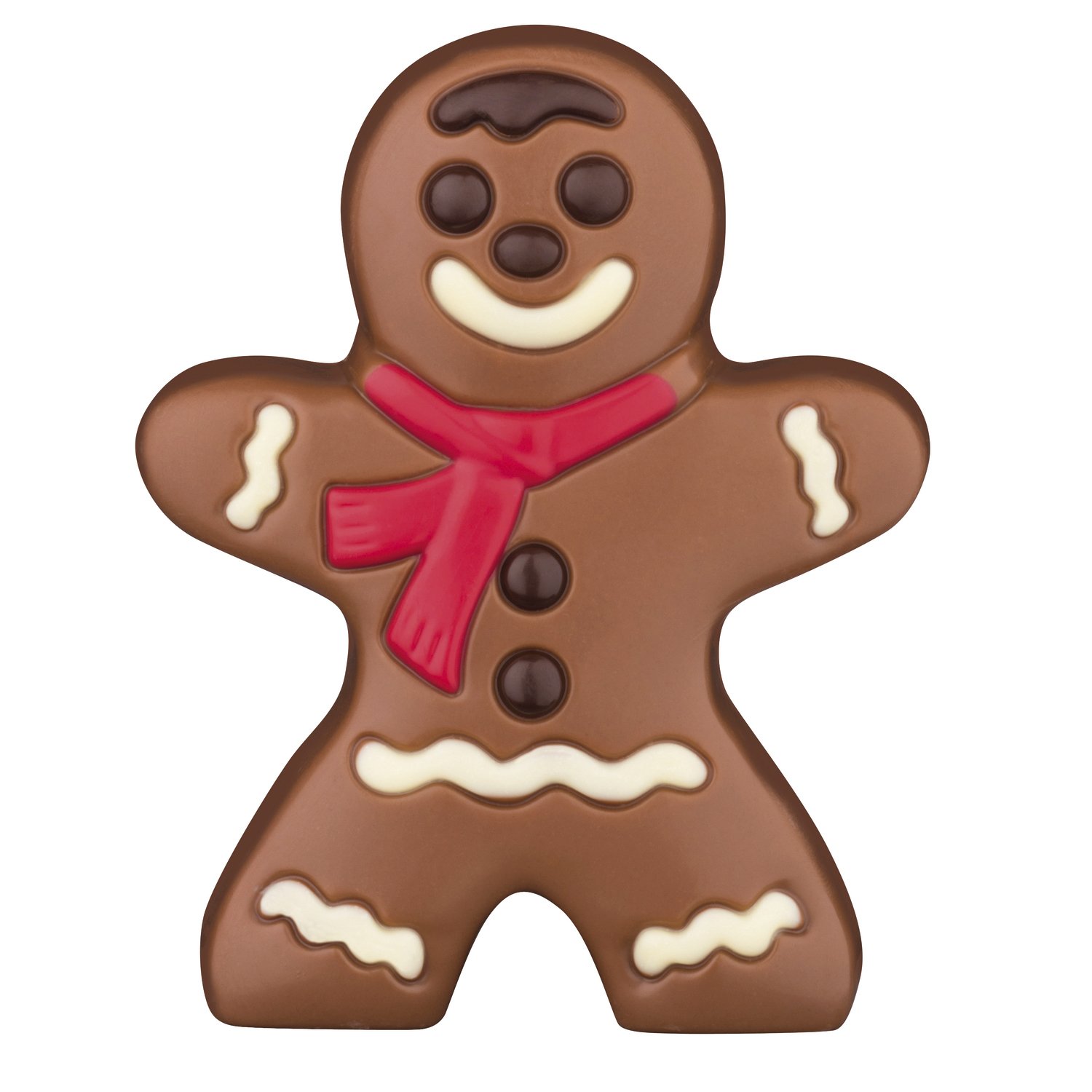 Decorated hollow milk chocolate gingerbread person in cello - 103mm - 10x60g