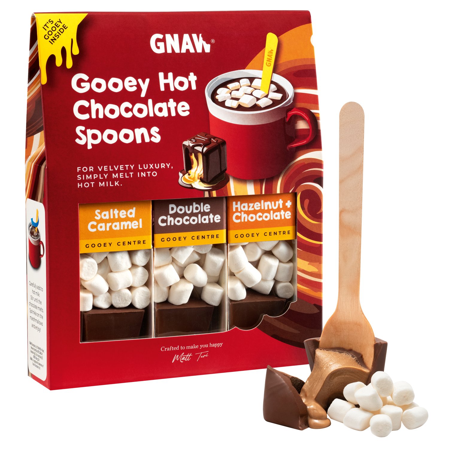 Gnaw gooey hot chocolate spoons gift set - VAT FREE 6x120g