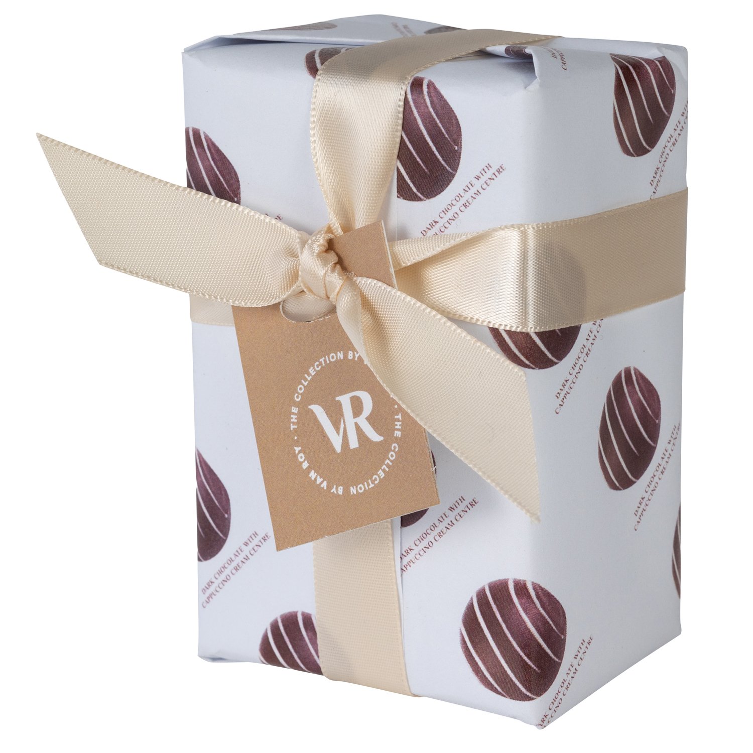 Mini gift wrapped ballotin of dark cappuccino truffles 10x75g