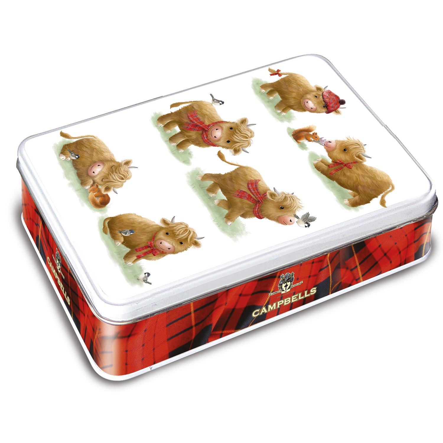 Cute Highland Cow tin of assorted shortbread shapes - VAT FREE - 12x150g