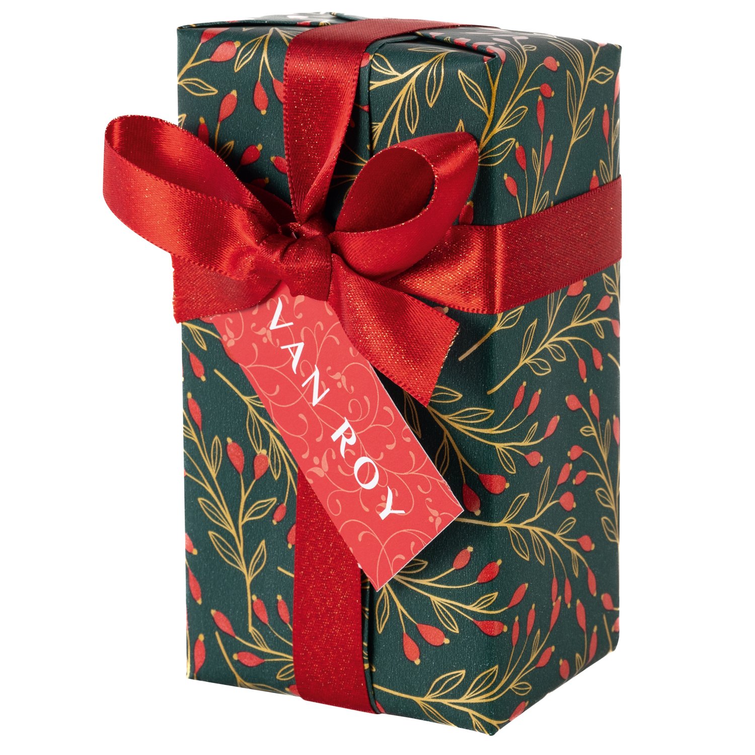 Deluxe Christmas ballotin of Belgian chocolates with menu tag 8x225g
