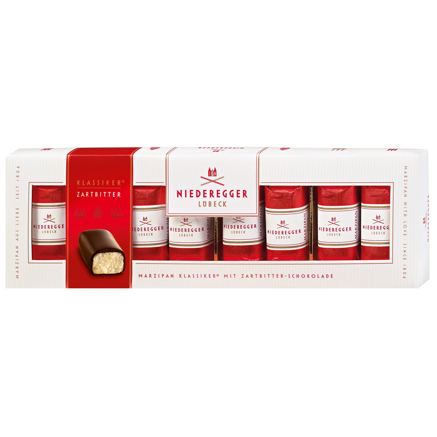 Dark chocolate covered marzipan mini loaves in gift box 10x100g