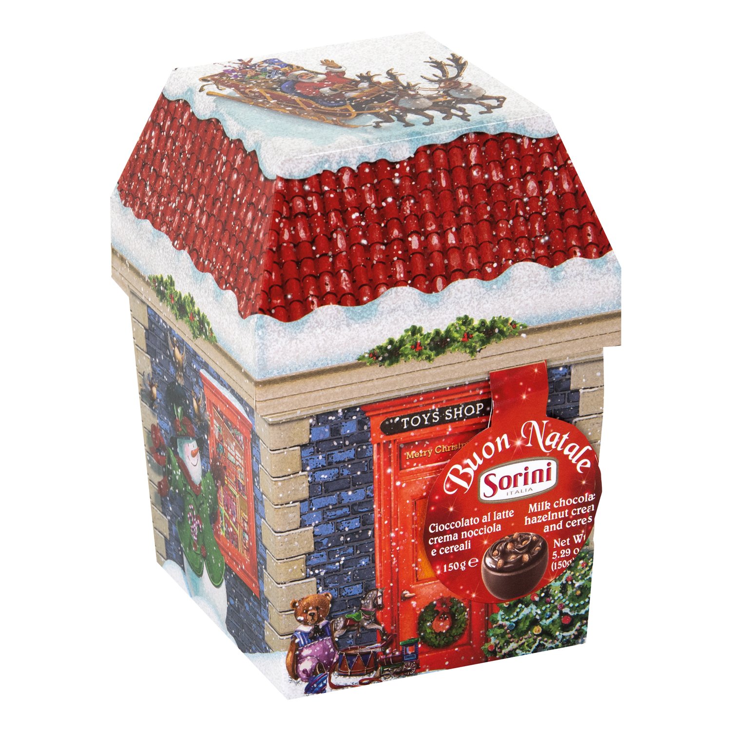 Christmas House box with milk choc spheres with hazelnut cream 8x150g