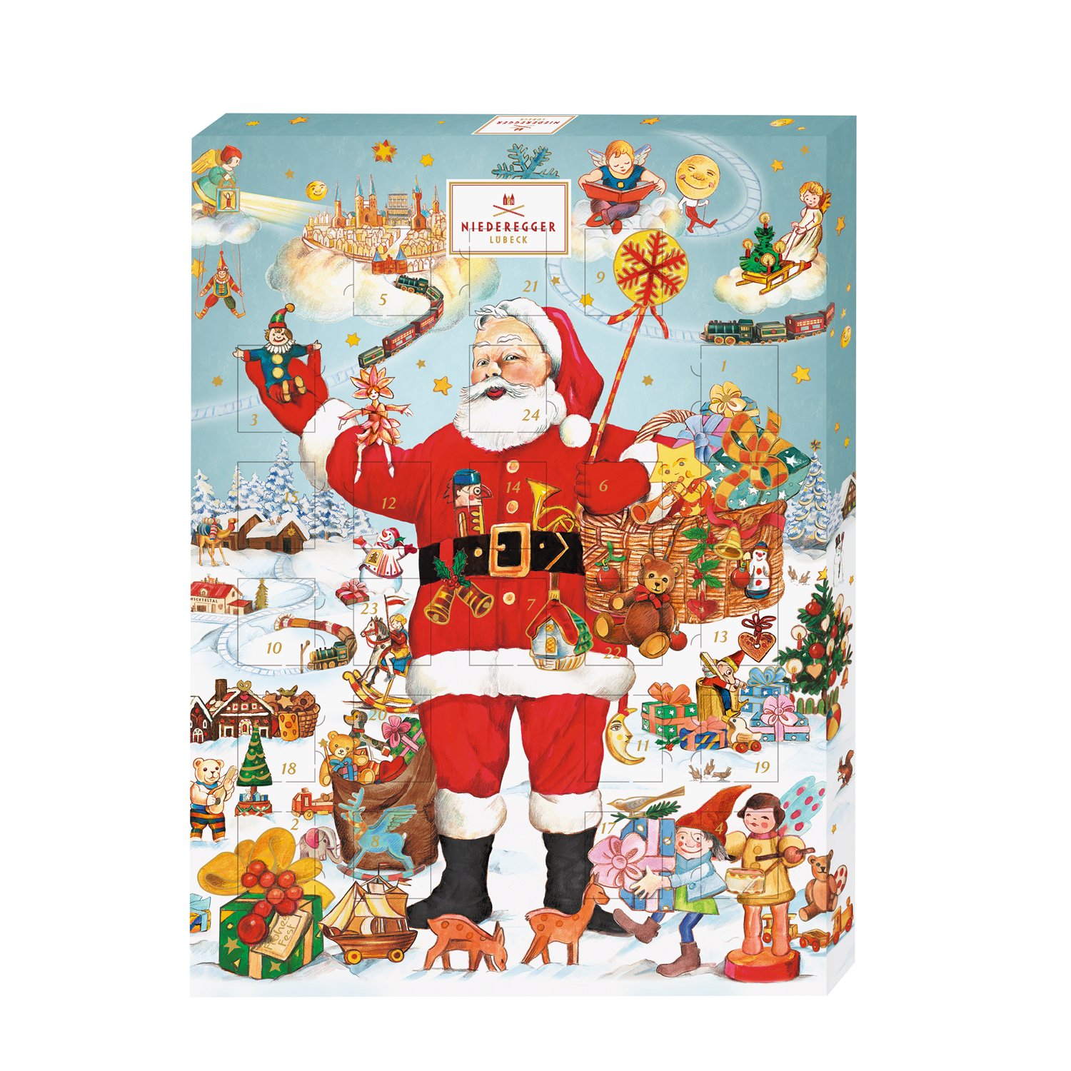 Classic Christmas Santa Claus advent with milk and dark marz loaves 3x500g