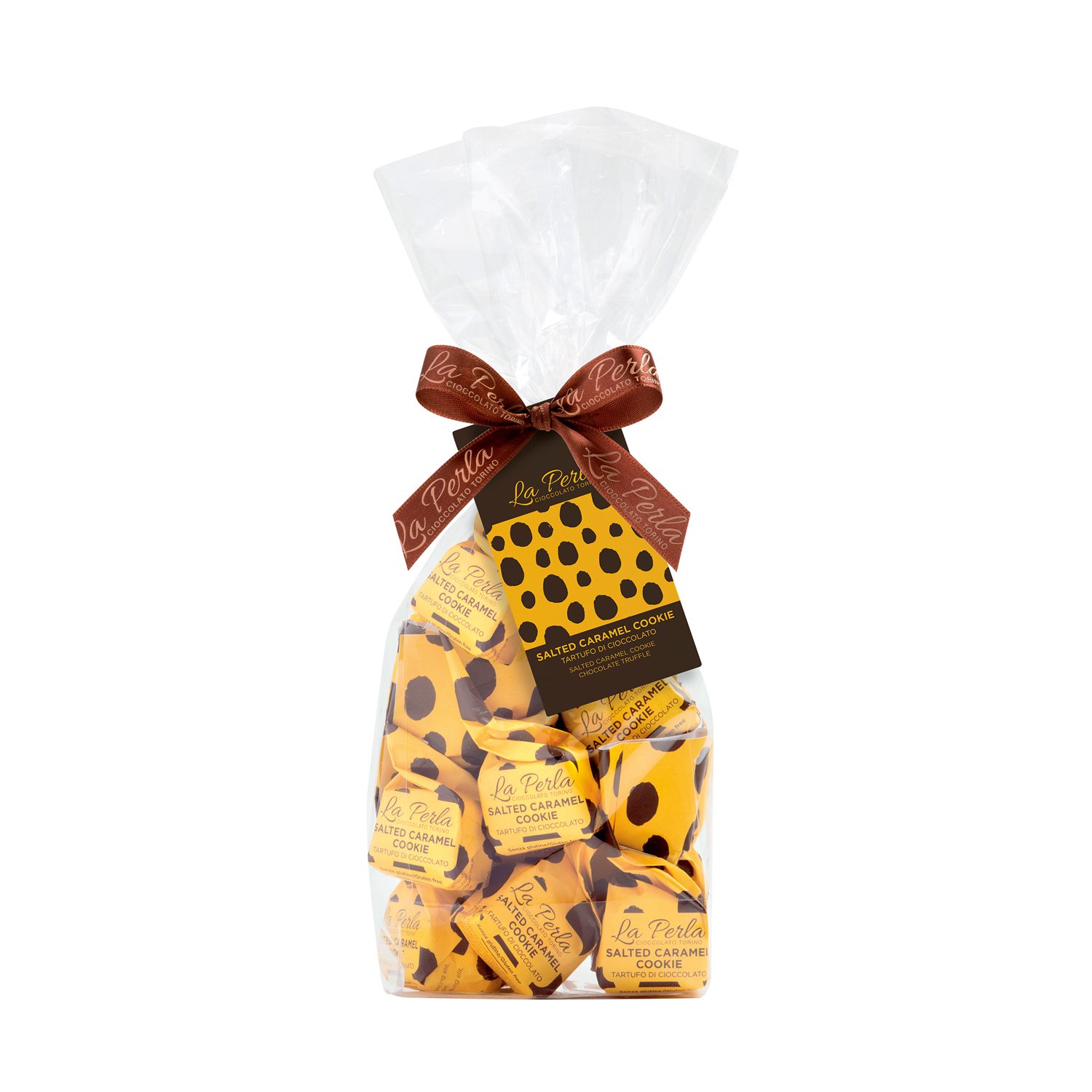White truffles with dark choc chip s/caramel and biscuit in gift bag 20x118g