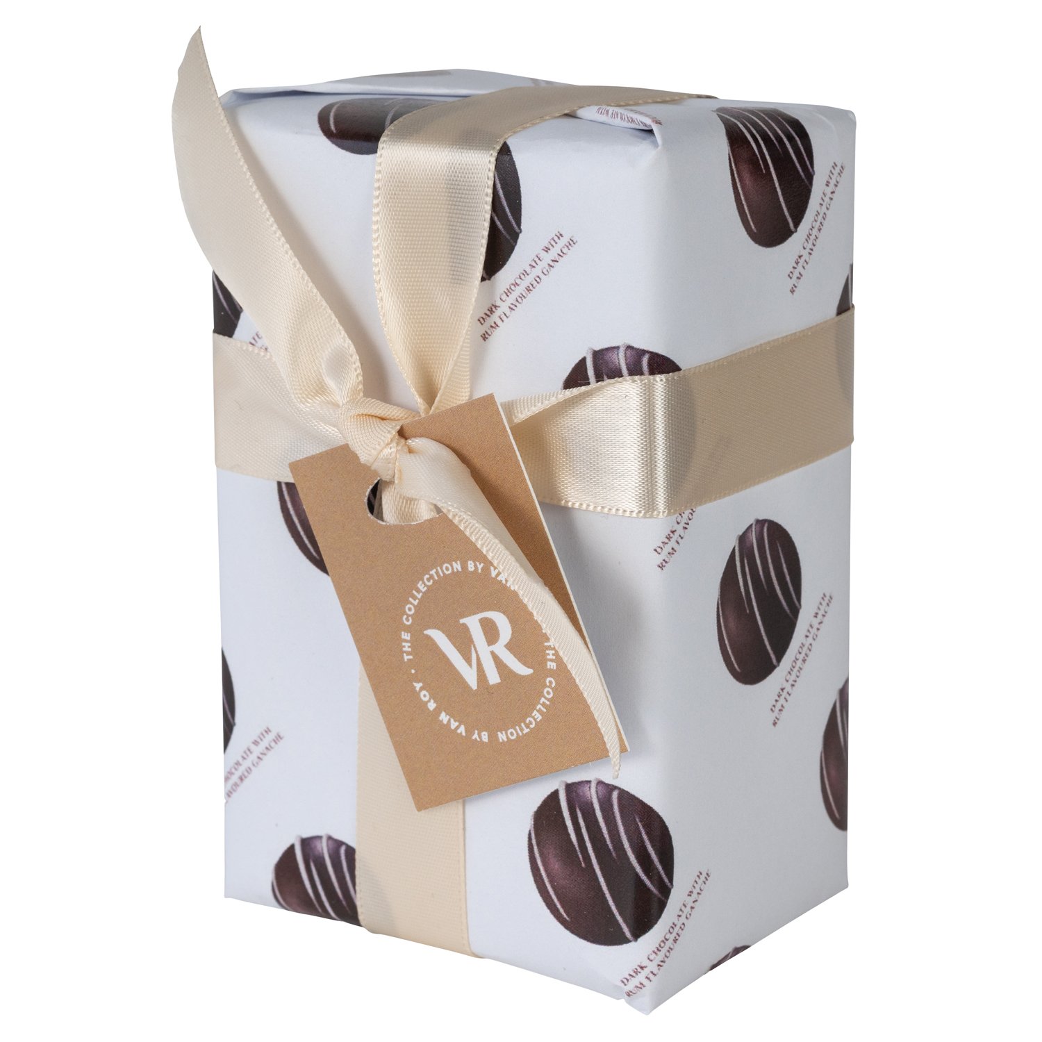 Mini gift wrapped ballotin of dark rum truffles 10x85g