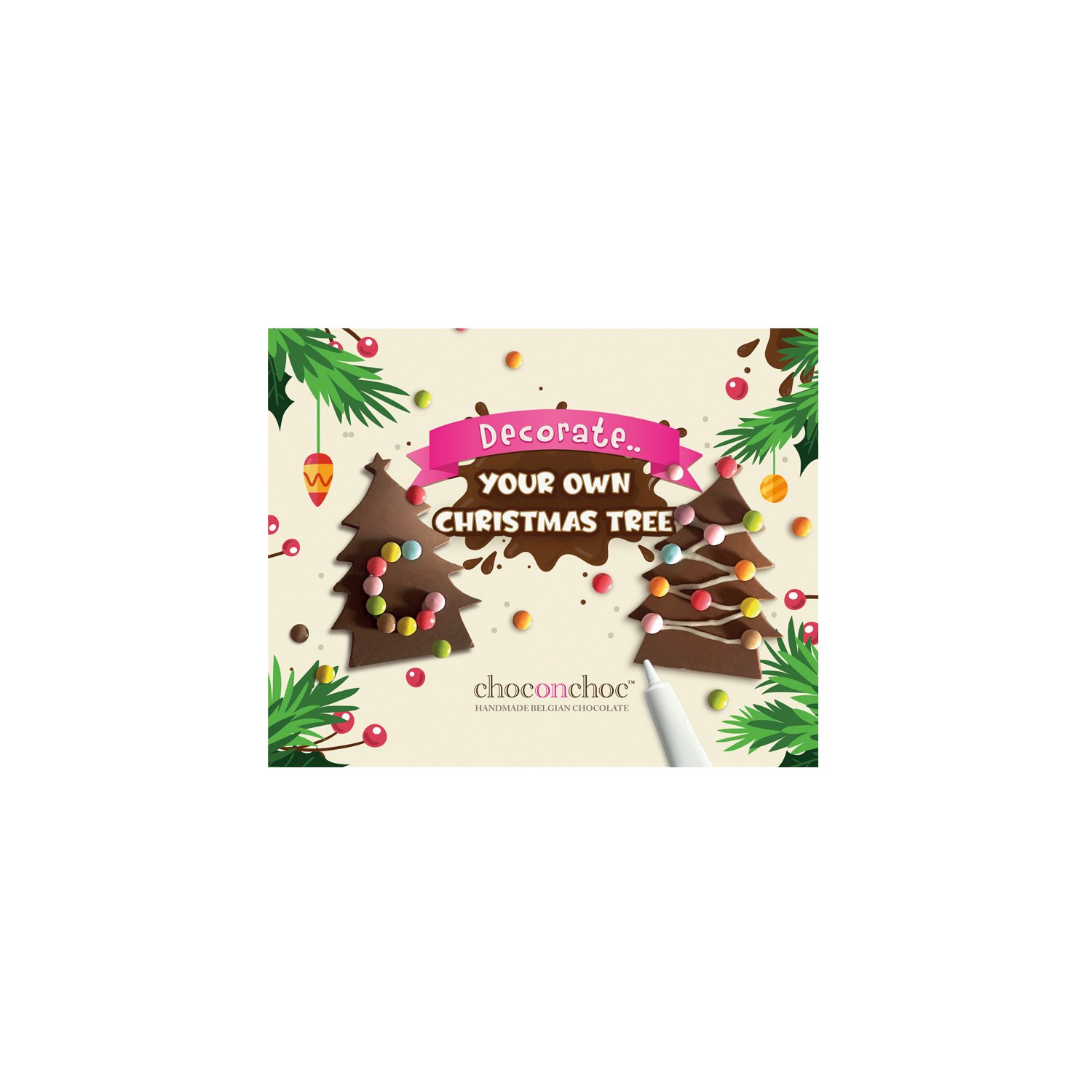 Handmade decorate your own milk chocolate Christmas trees kit 6x95g