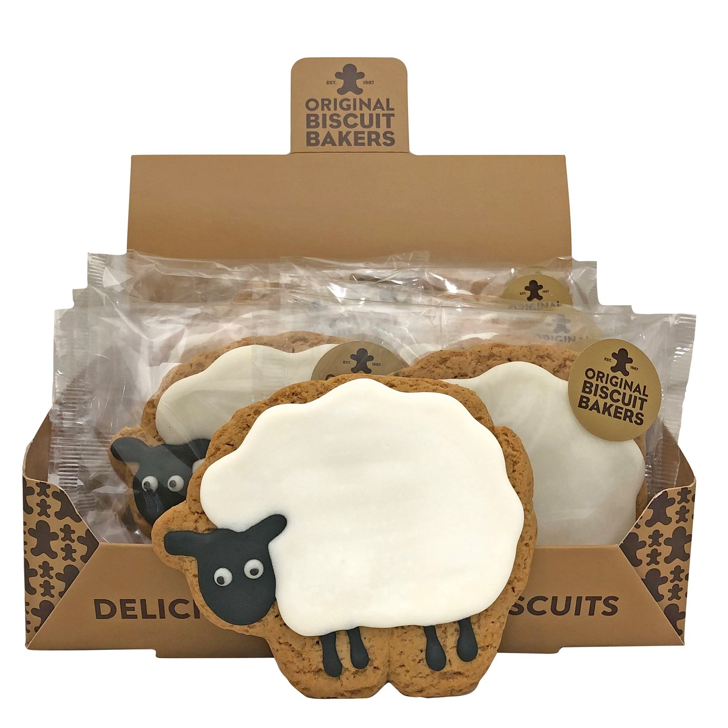 Flora the Sheep shaped iced gingerbread biscuits display - VAT FREE x 12pcs