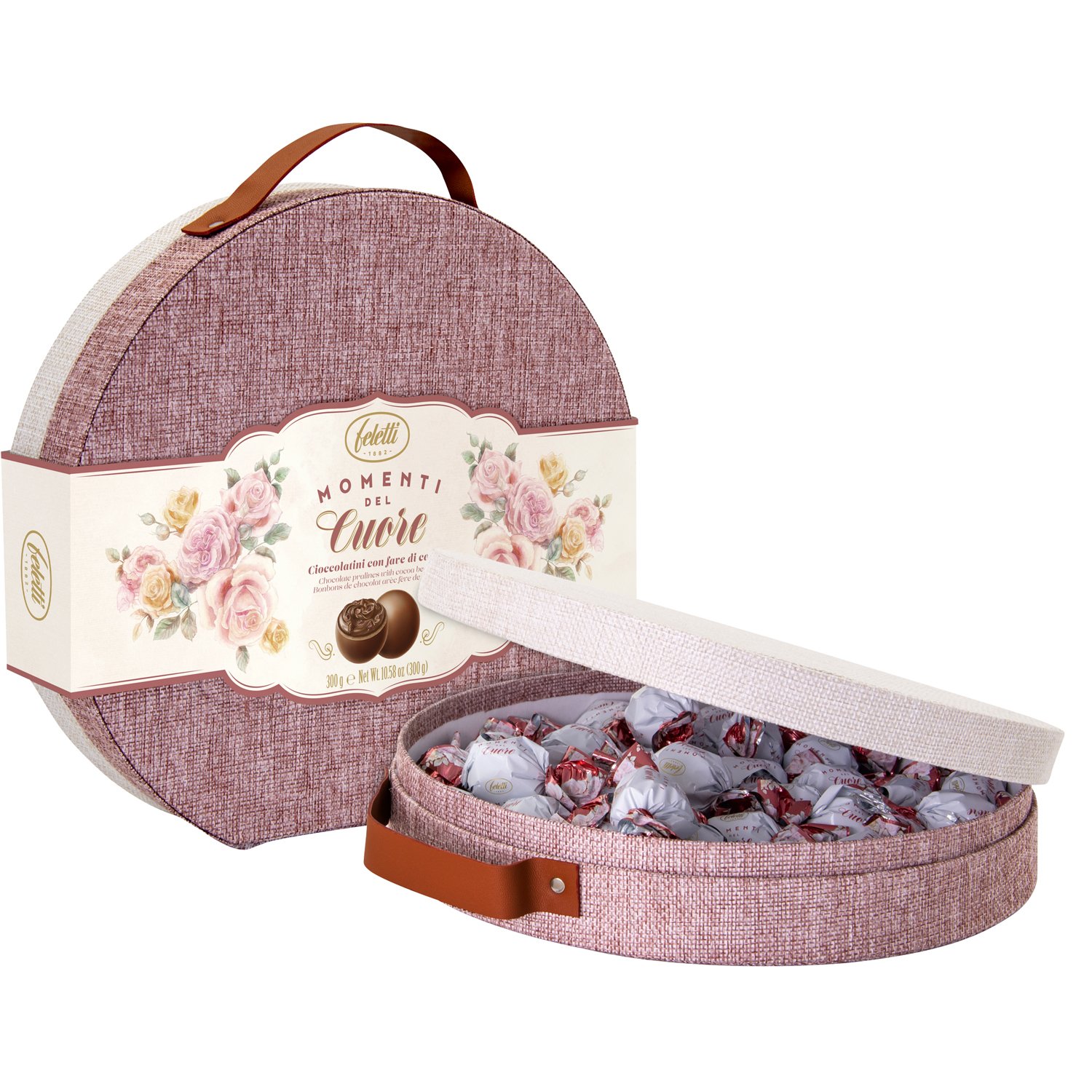 Feletti Michelle fabric gift box of milk cocoa cream filled chocs 6x300g