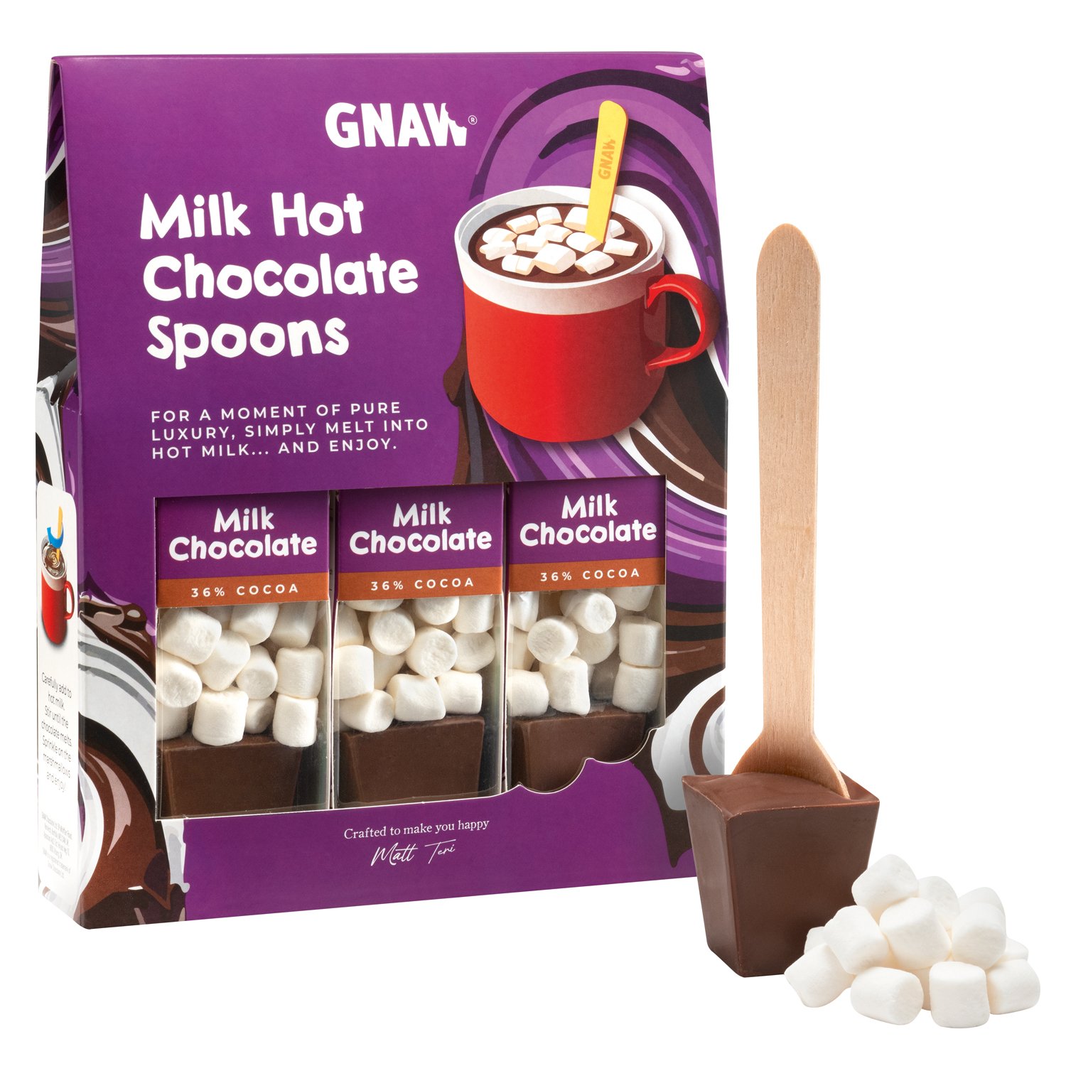 Gnaw classic milk hot chocolate spoons gift set - VAT FREE 6x120g
