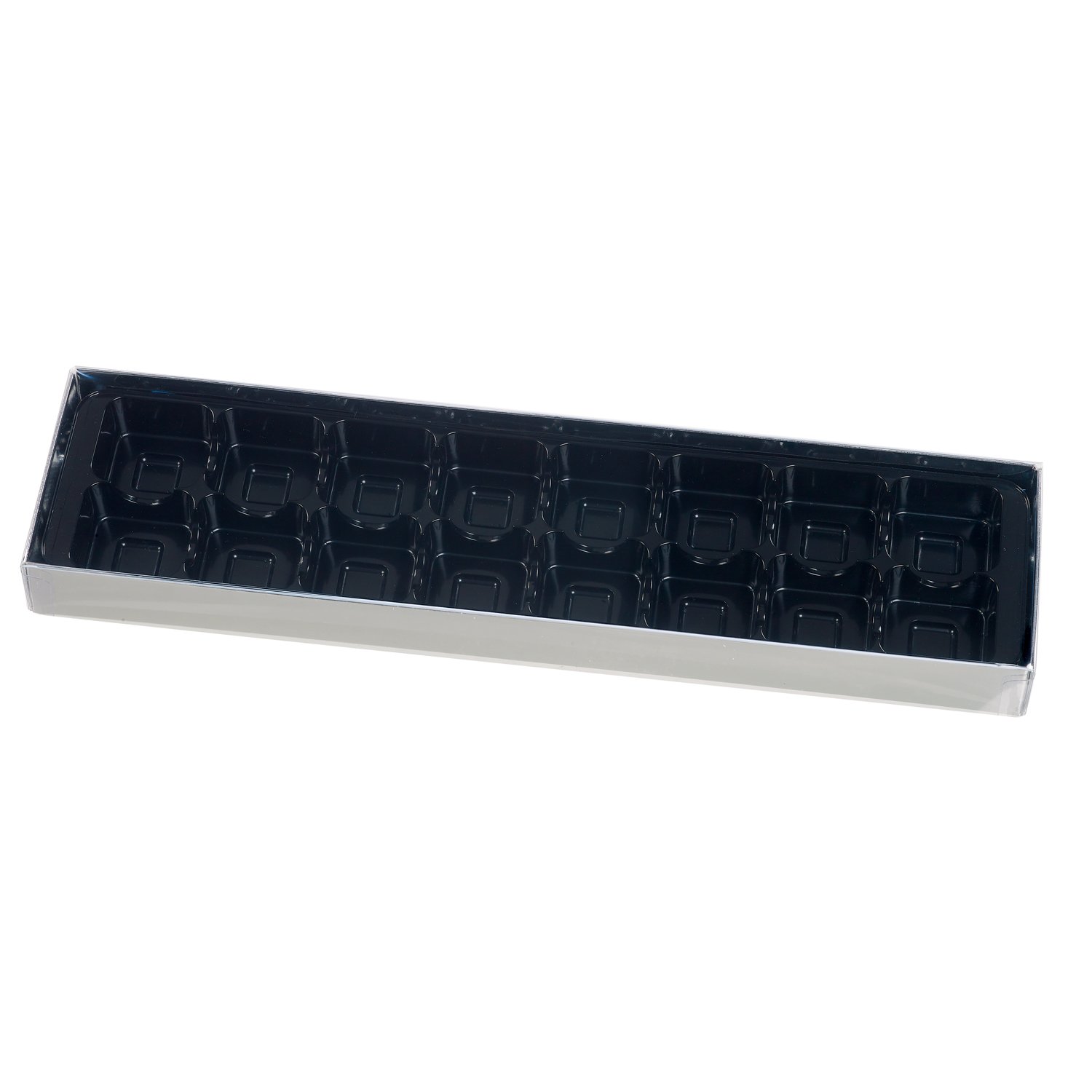 THS Packing - 16 choc silver base, black vac tray and clear lid x 25pcs