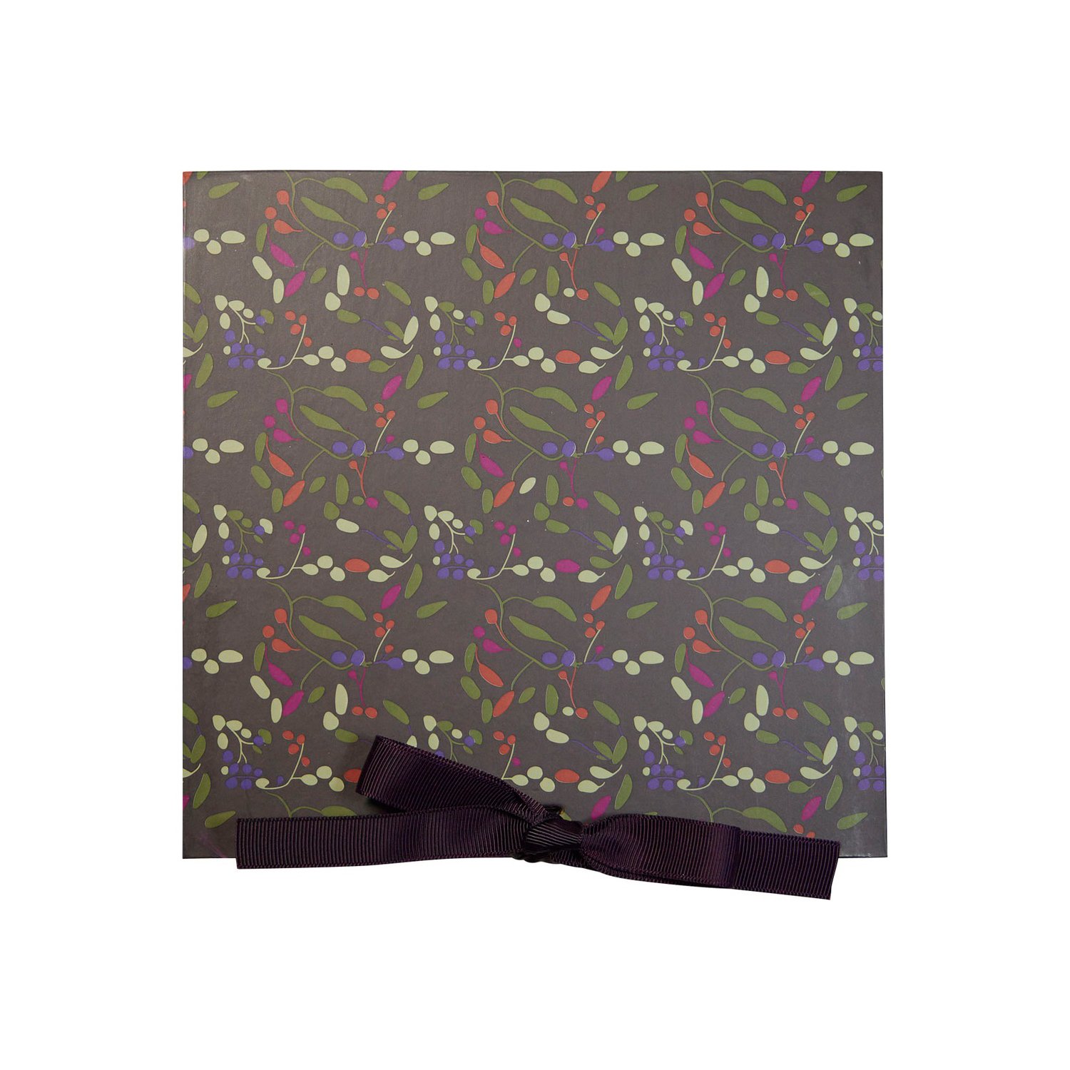 Dusky berry large rigid square gift box with tie ribbon 170x170x30mm x 12pcs