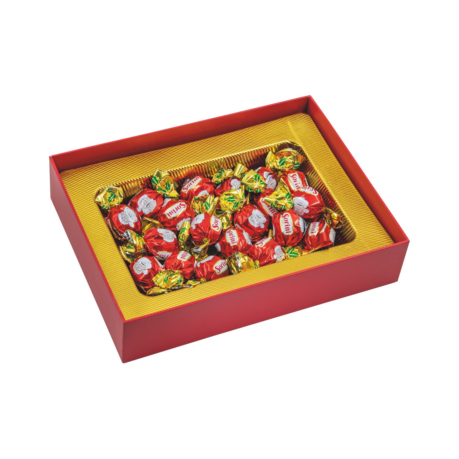 3D Christmas gift box of milk choc spheres with hazelnut cream  6x250g