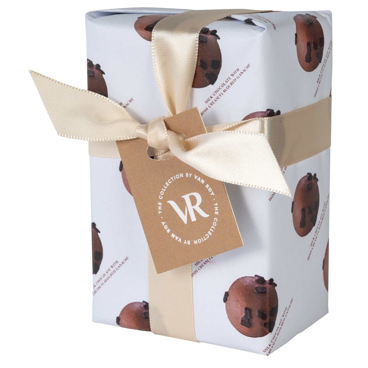 Mini gift wrapped ballotin of milk Irish cream truffles 10x90g