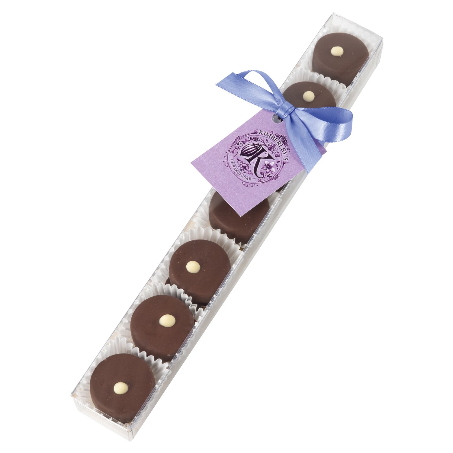 English salted caramel chocs in 25cm finger box with ribbon 12x95g