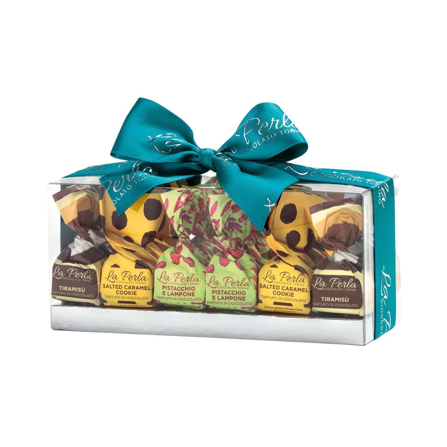 Il Tartufo Perfetto choc truffles in cello gift box with bow 26x12x7.5cm 10x260g