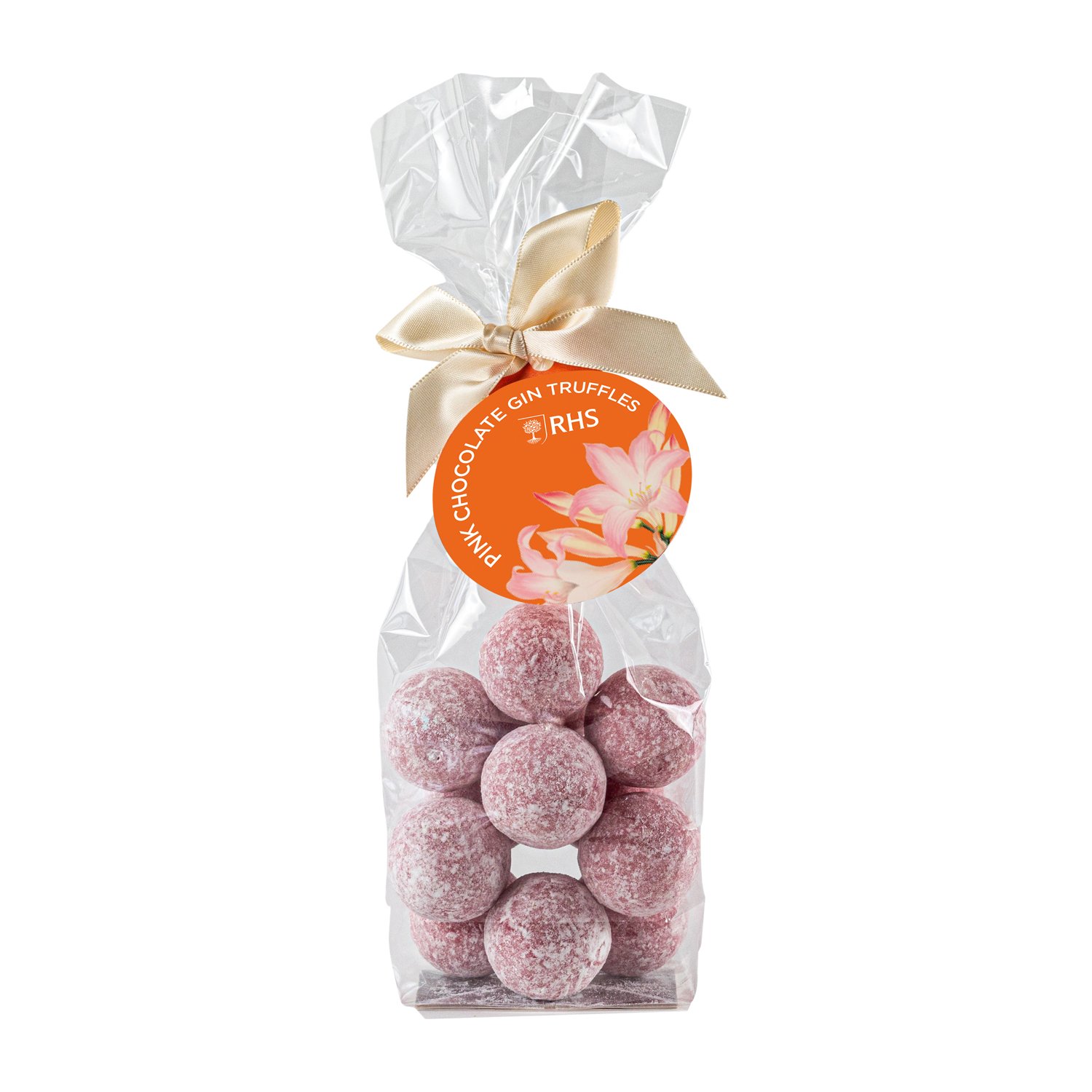 Pink gin & tonic truffles in gift bag with ribbon &  tag 12x135g