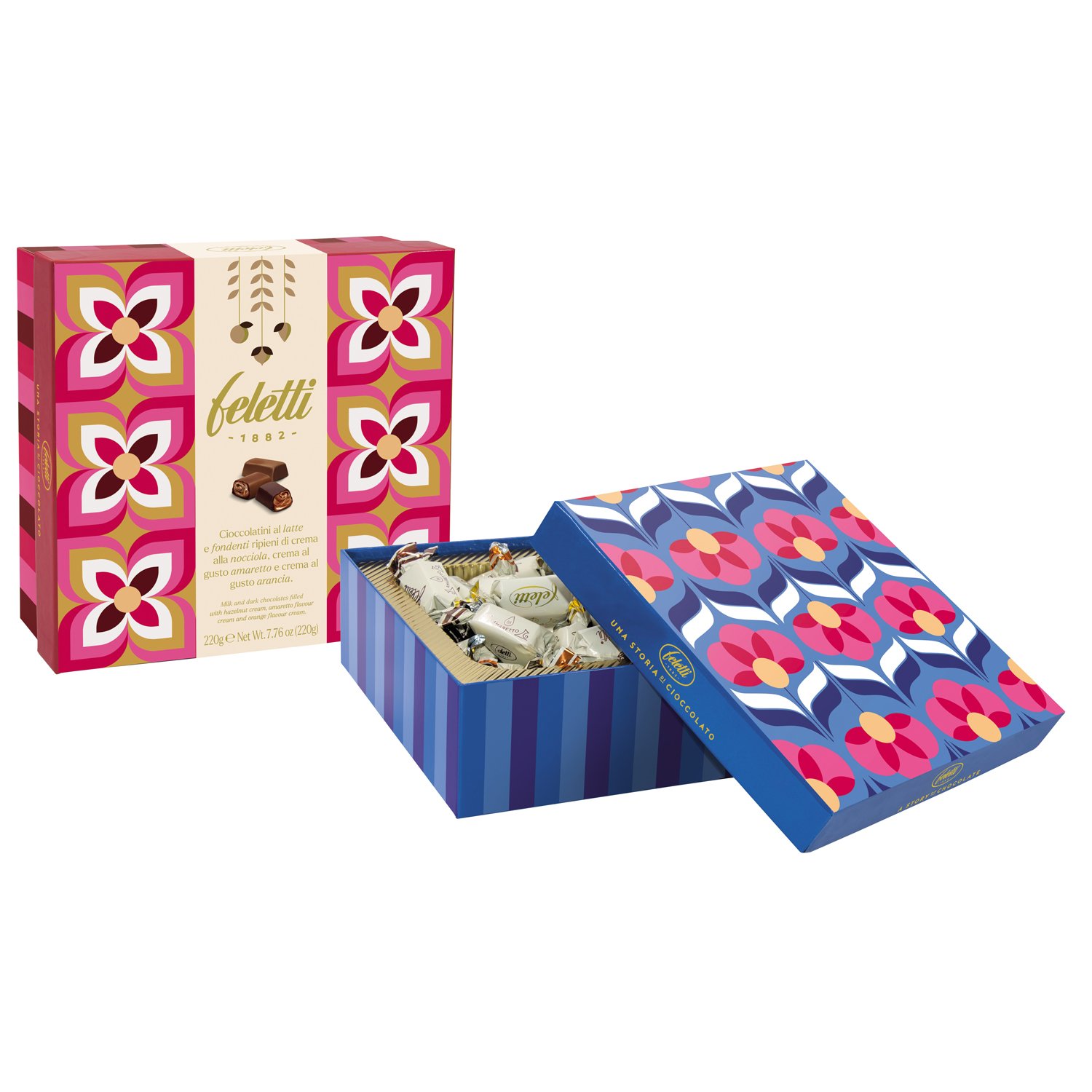 Feletti Agata gift box of milk and dark cream filled chocs 6x220g