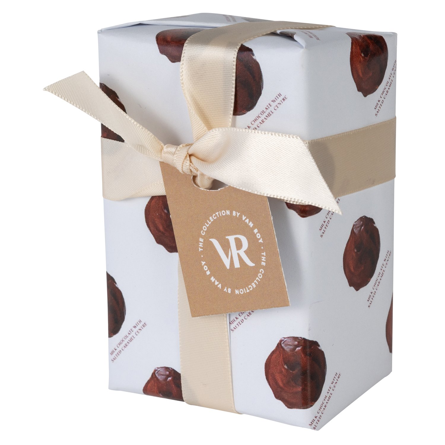 Mini gift wrapped ballotin of salted caramel truffles 10x85g