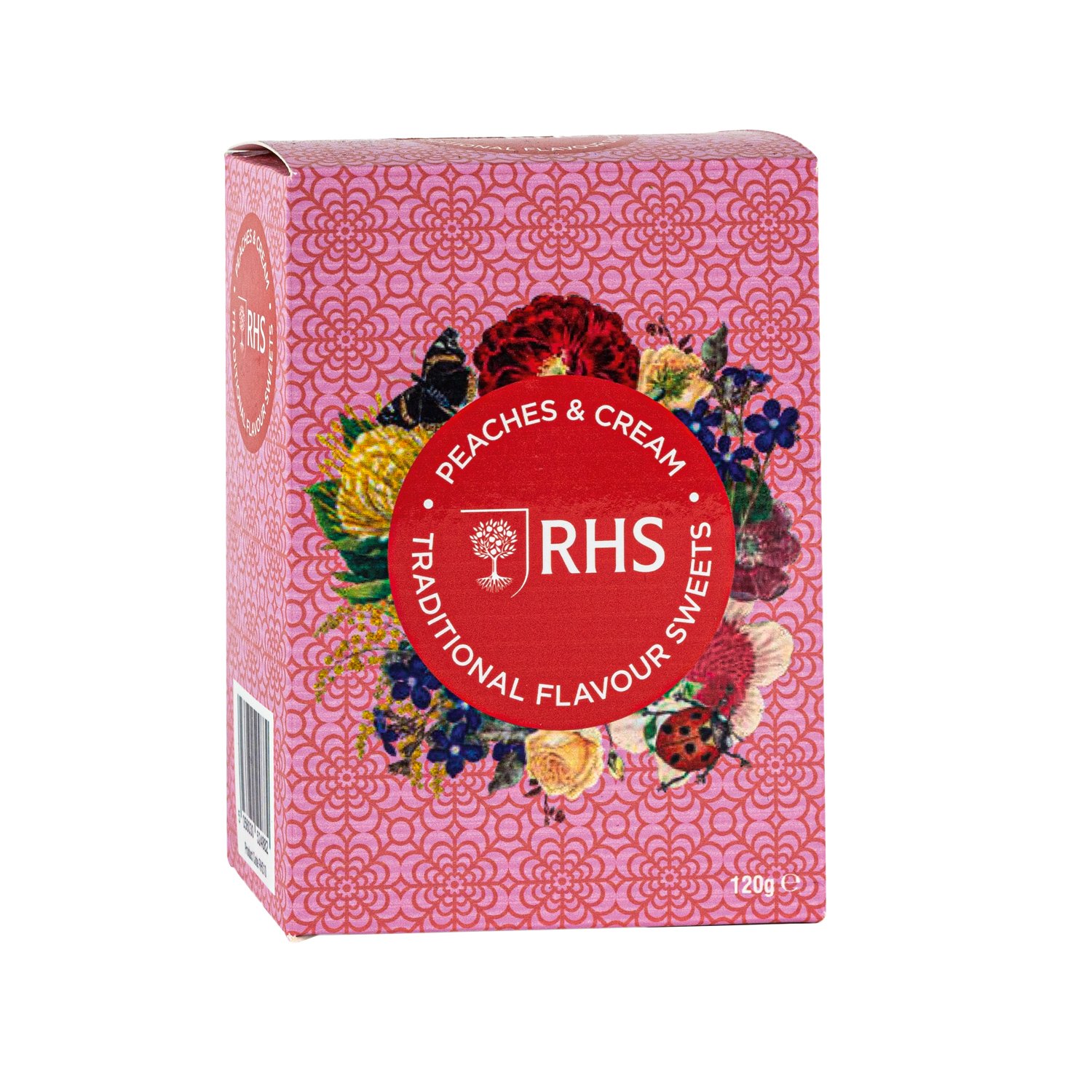 Peaches & cream traditional flavour sweets in carton 12x120g