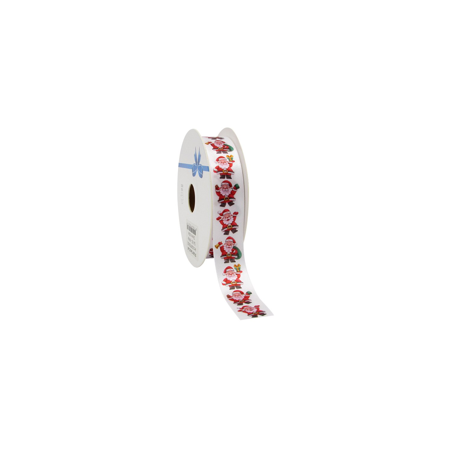White single faced satin ribbon with Santa Claus design 23mmx20m