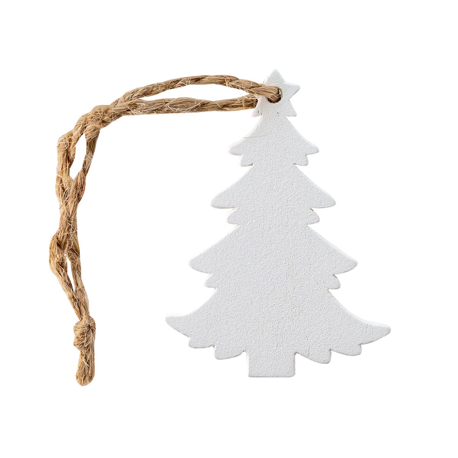 Wooden white tree hanger with rope loop 5 x 3.8cm - 24xpcs