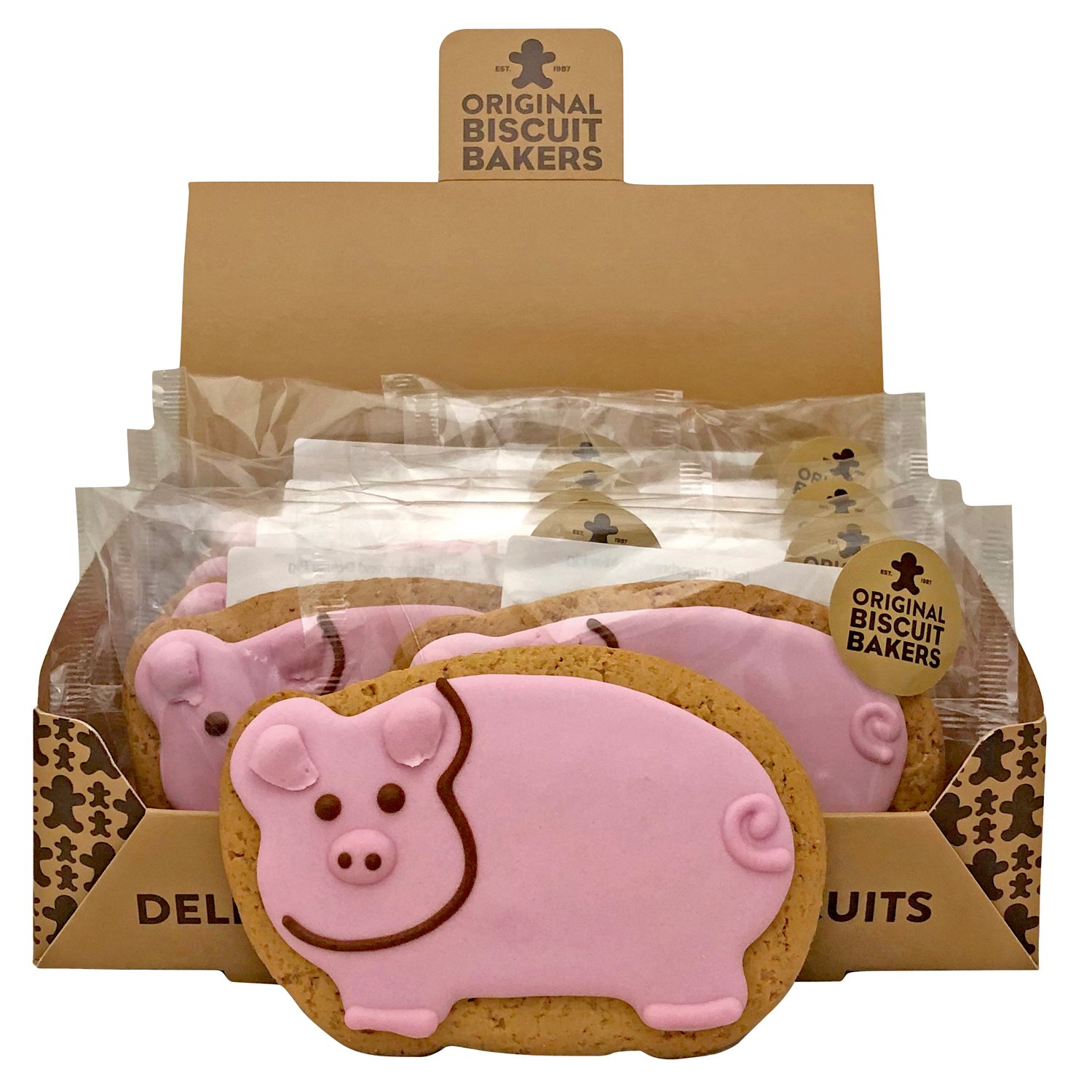 Greedy Gertrude Pig iced gingerbread biscuits display - VAT FREE x 12pcs
