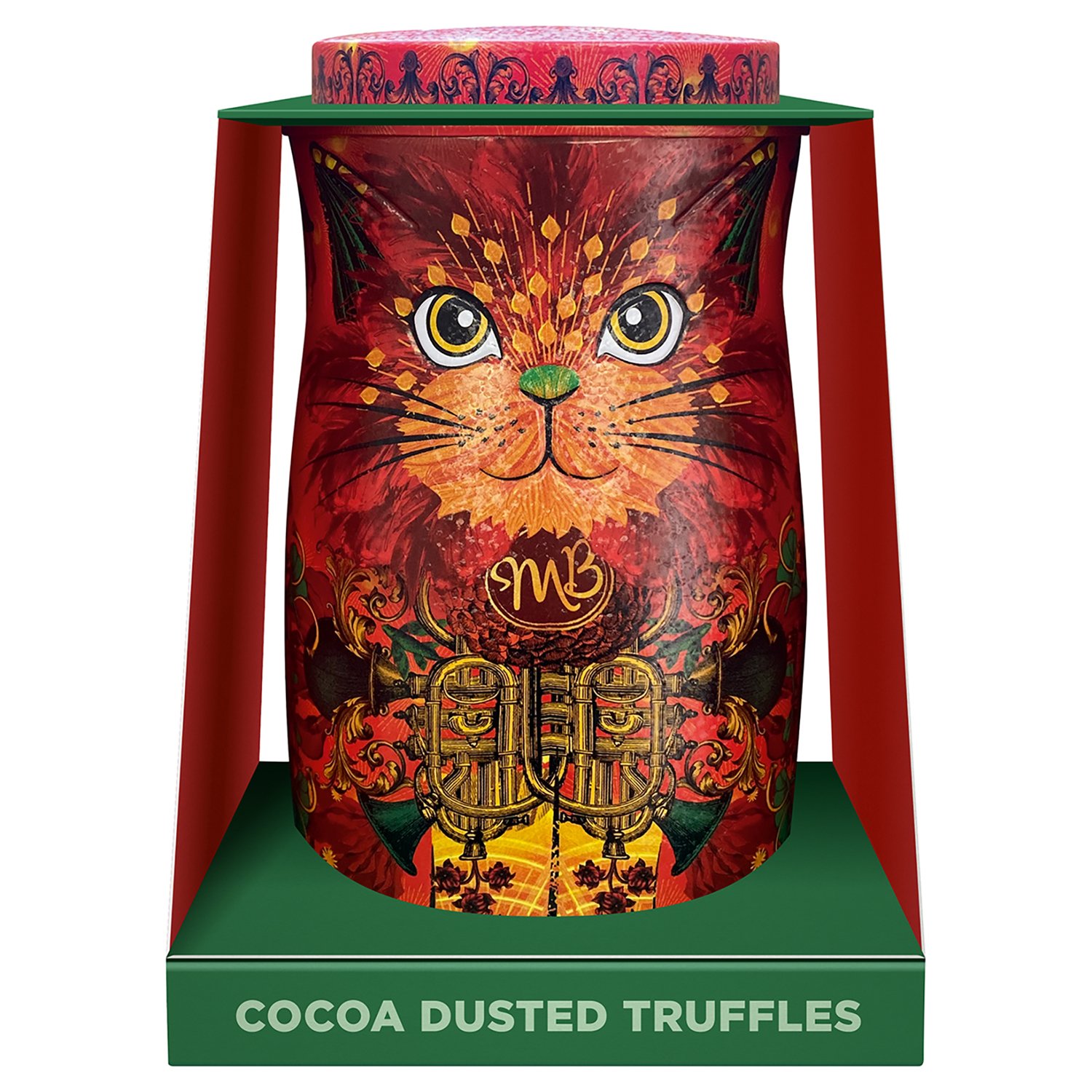 Fire Dancer orange cat tin of Angelical orange truffles 6x135g
