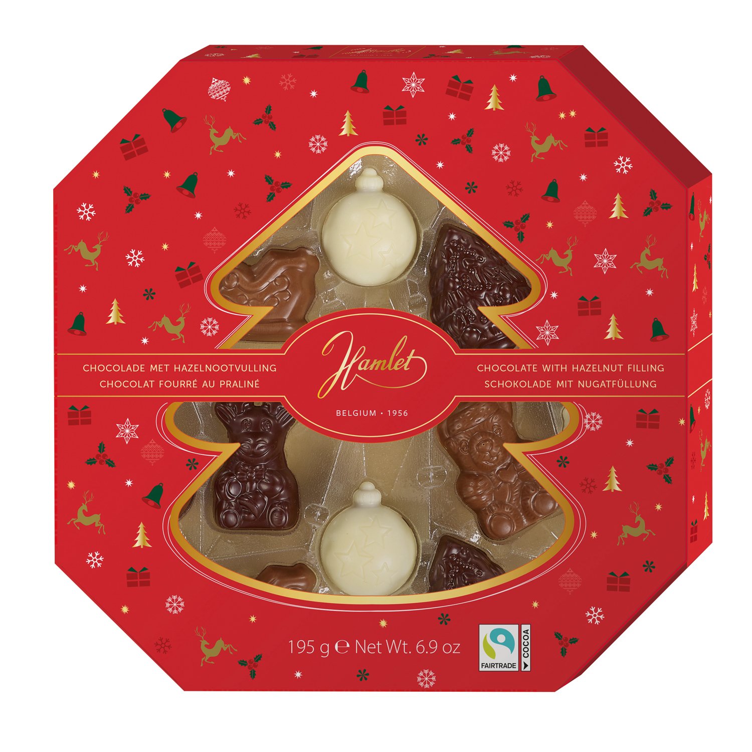 Hamlet festive octagon carton with tree window Xmas figures 12x195g