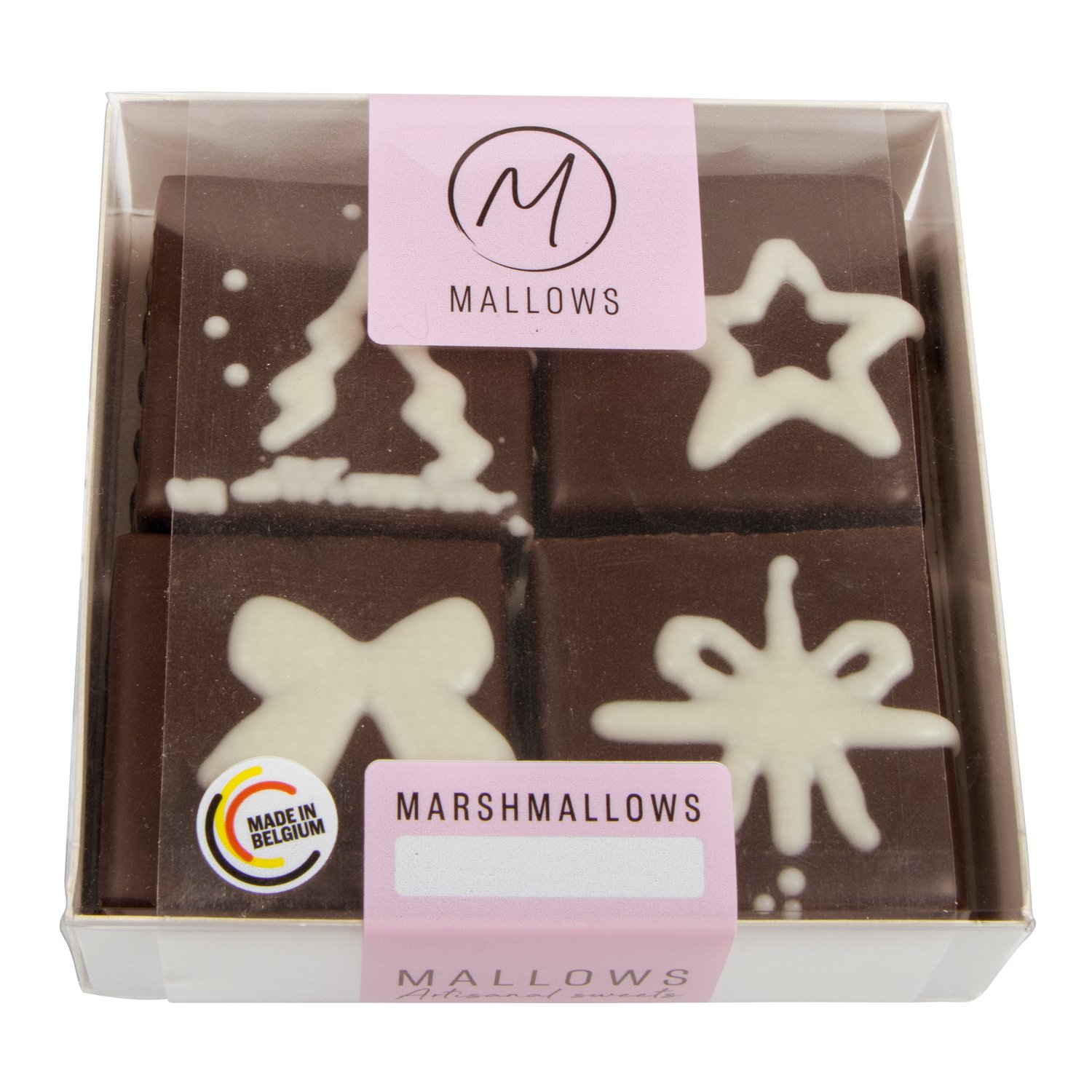 Milk chocolate large vanilla flavour mallows in 4pc gift box  12x80g
