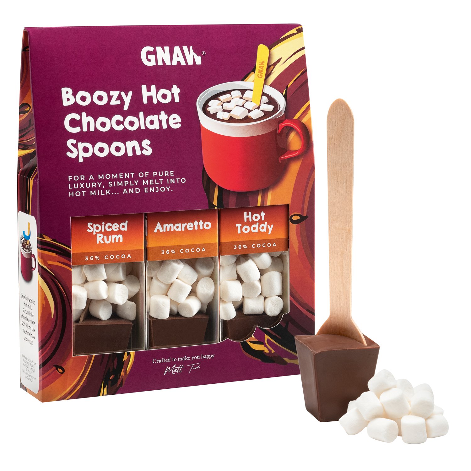 Gnaw boozy hot chocolate spoons gift set - VAT FREE 6x120g