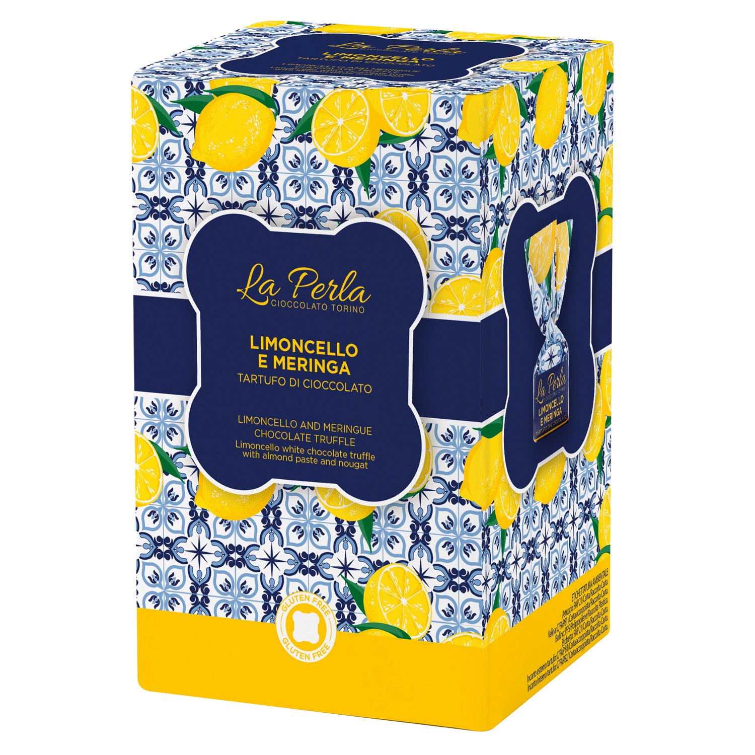 Sweet white choc truffles with limoncello almond and nougat gift box 12x150g
