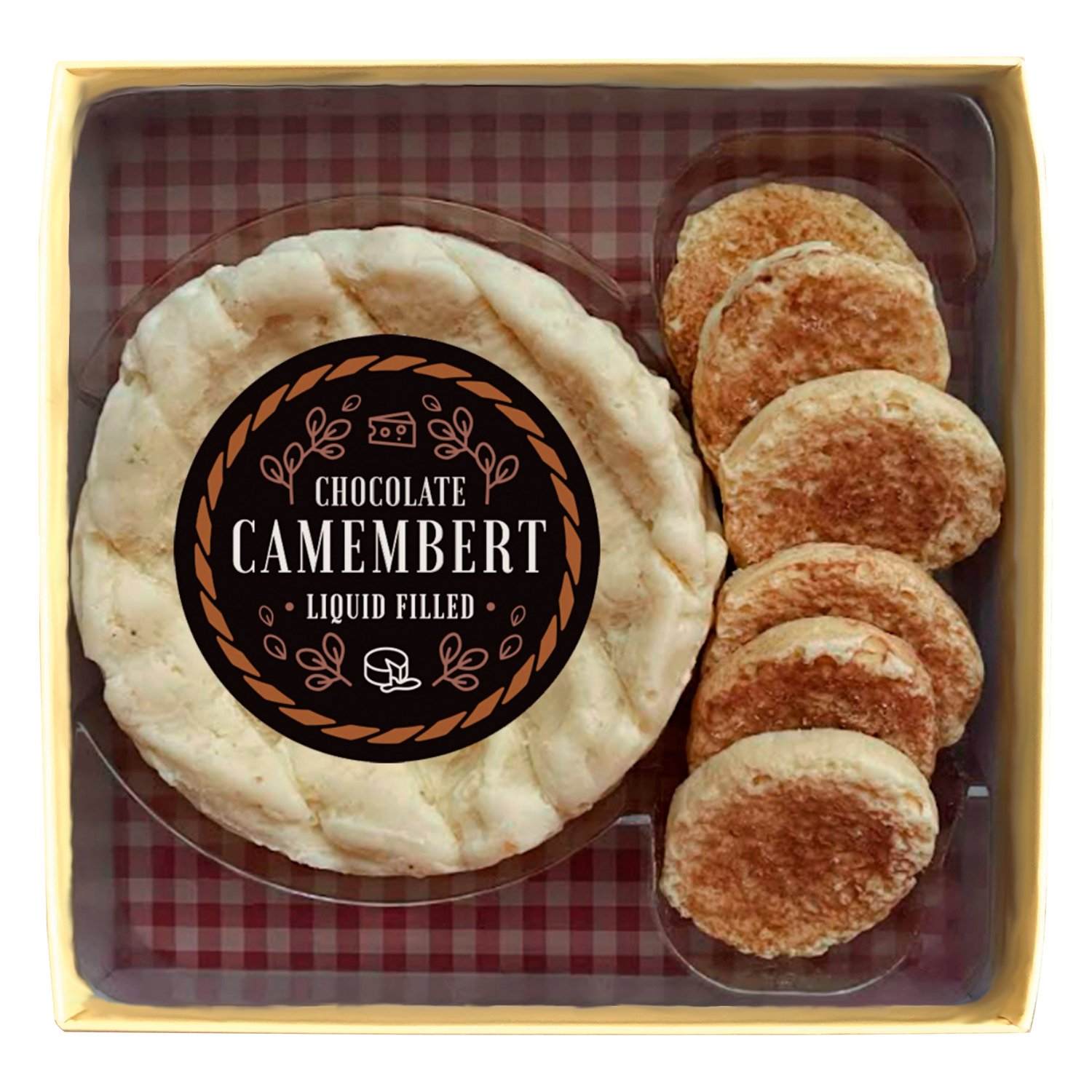 Handmade and decorated assorted chocolate camembert carton 6x290g