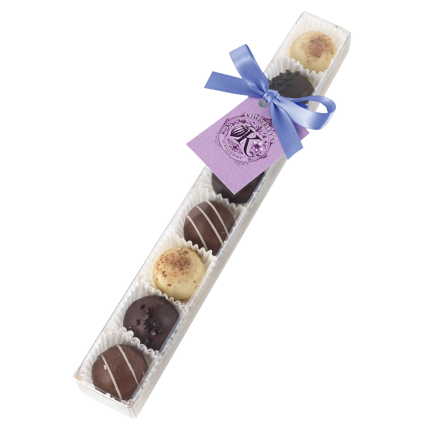 English truffles in 25cm finger box with ribbon and tag 12x95g