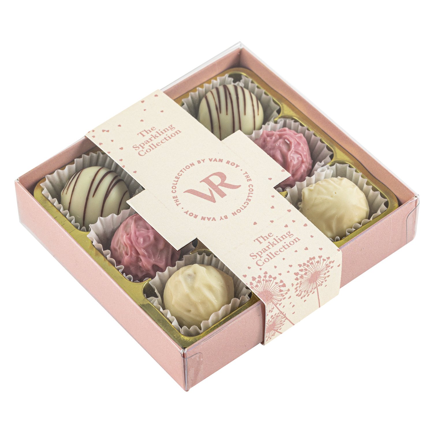 The Sparkling Collection of champagne truffles in 9pc pink gift box - 12x120g