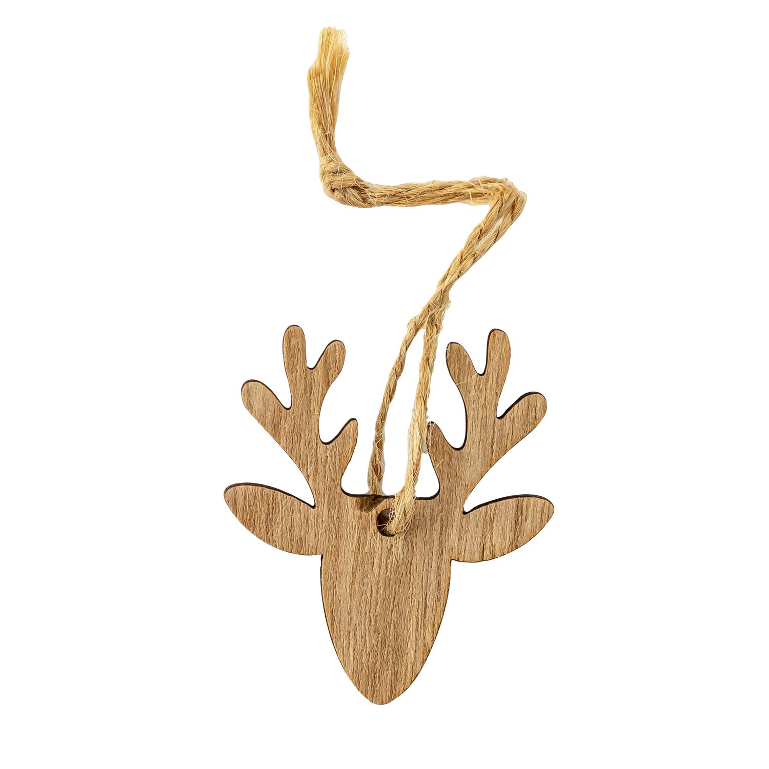 Wooden deer hanger with rope loop 5 x 4.3cm - 24pcs